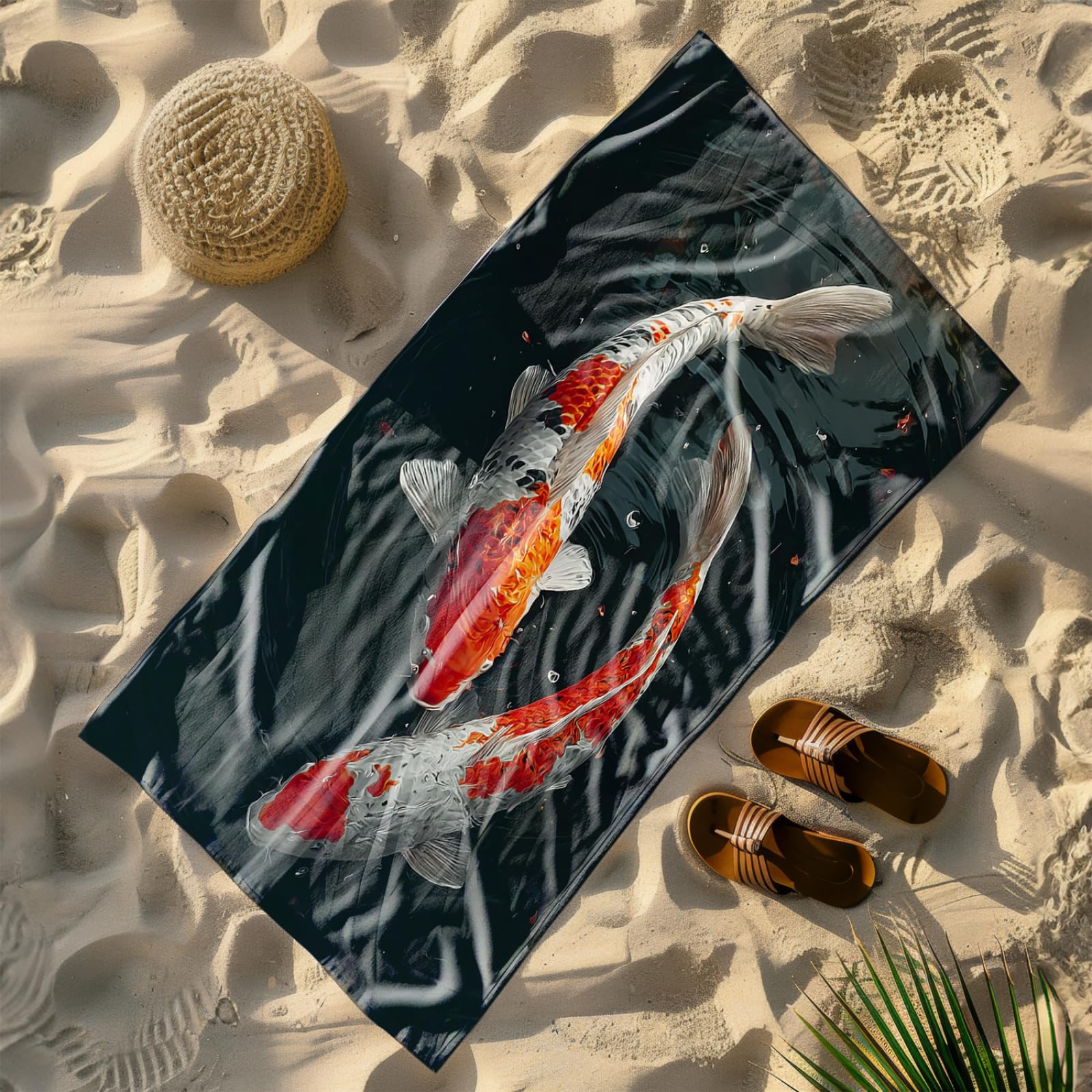 Générique Serviette de Plage XXL Carpe Rouge | Grande Taille Serviette de Plage et Douche Avec Elastique Microfibre Absorbante et Légère Sport Séchage Rapide