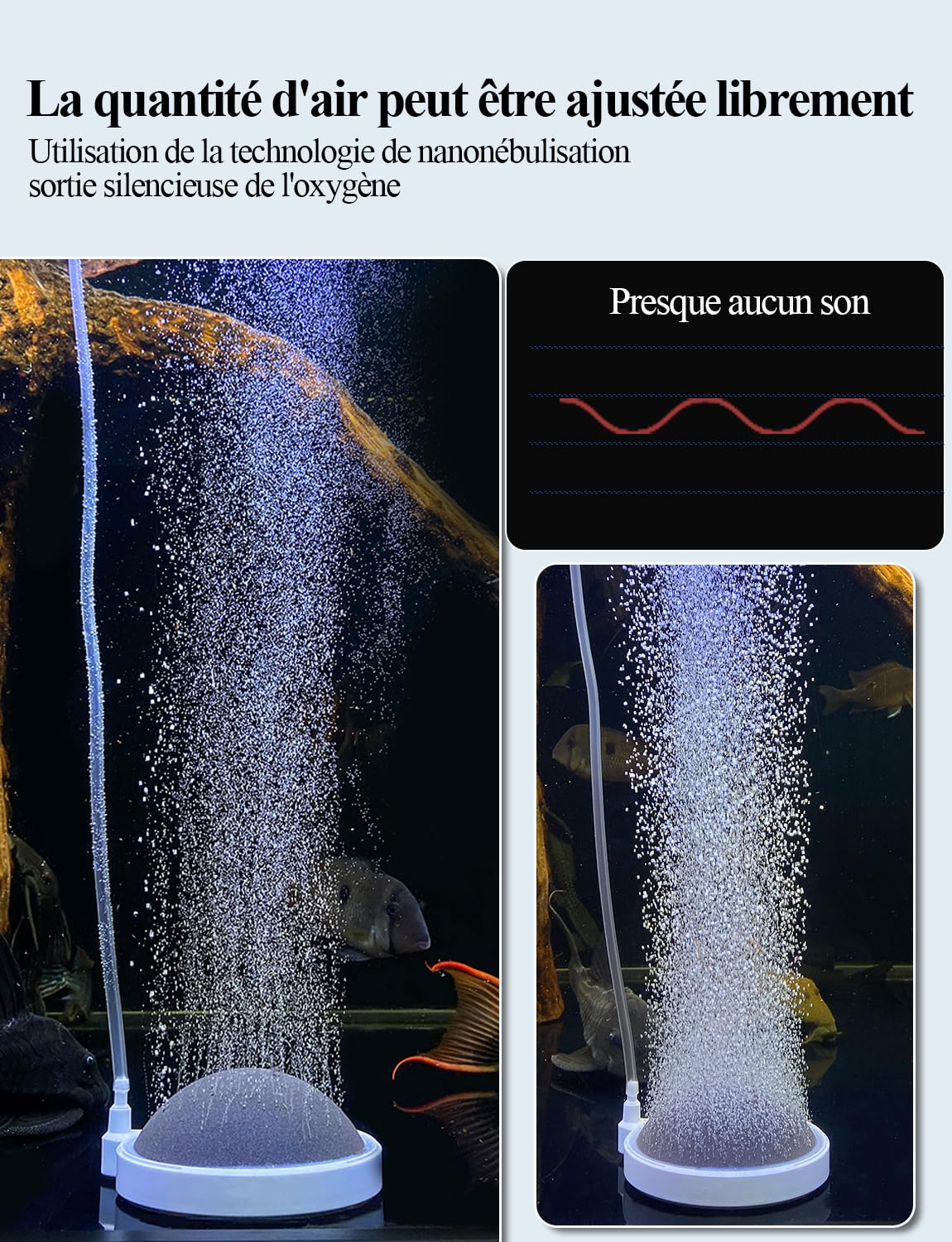 boxtech Aquarium Pierre a Air, Diffusore d'aria per acquariofilia, per silenziatore diffusore di ossigeno per pesci, gamberi e piante idroponici (80 mm, pompa ad aria non inclusa)