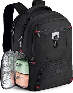BIKROD Lunch Backpack, Insulated Cooler Lunch Bag Backpack, Large Travel 17.3 Laptop Back Pack Sturdy Computer College School Bookbag for Women Men for Men Women Work Hiking Picnic