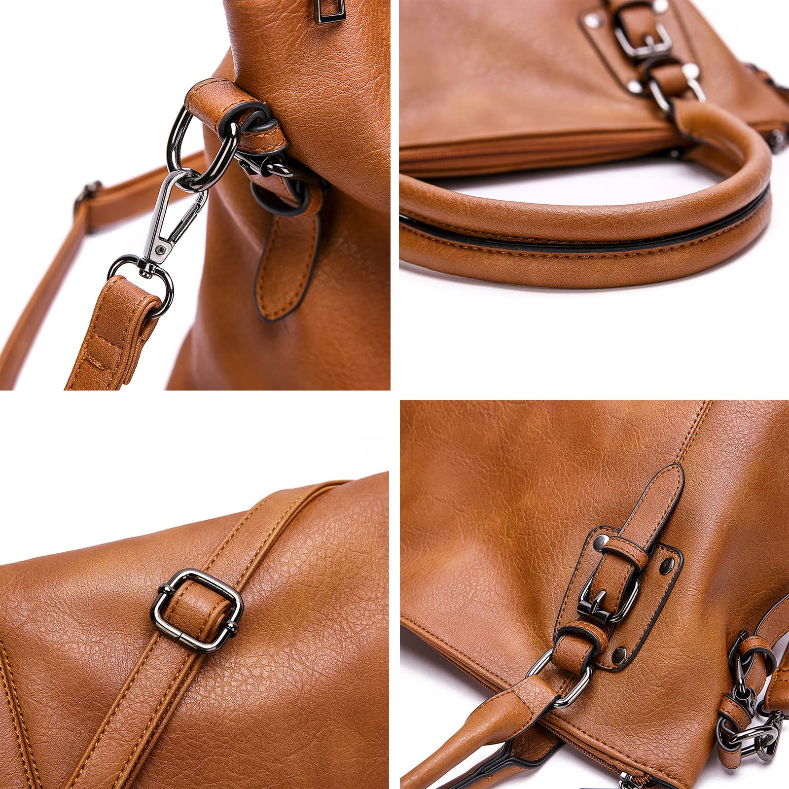 Damenhandtasche Set aus PU-Leder Damen Hobo Handtasche Tasche Vintage Schultertasche Hobo Damentasche Henkeltasche Umhängetasche Retro Taschen für Frauen Mutter