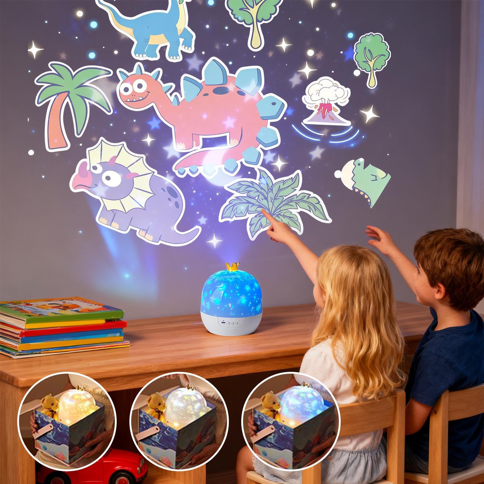Projektor lampki nocnej dla dzieci, obracany o 360°, lampa do pokoju
