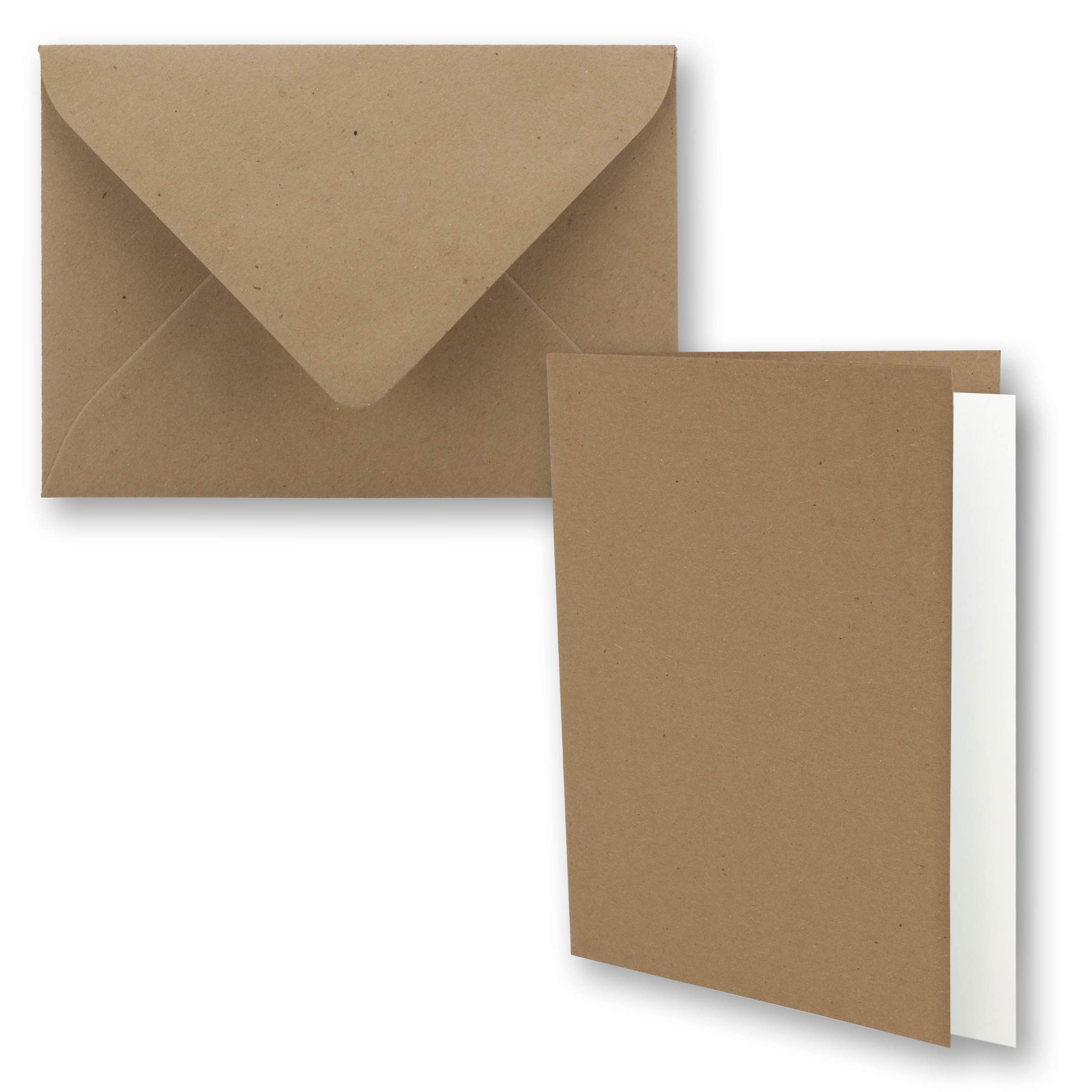 Gustav Neuser Lot de 75 cartes pliantes vintage en papier kraft – Marron sable (marron) – Enveloppes et inserts – Format B6 – 12 x 16,9 cm – Cartes pliantes vierges recyclées