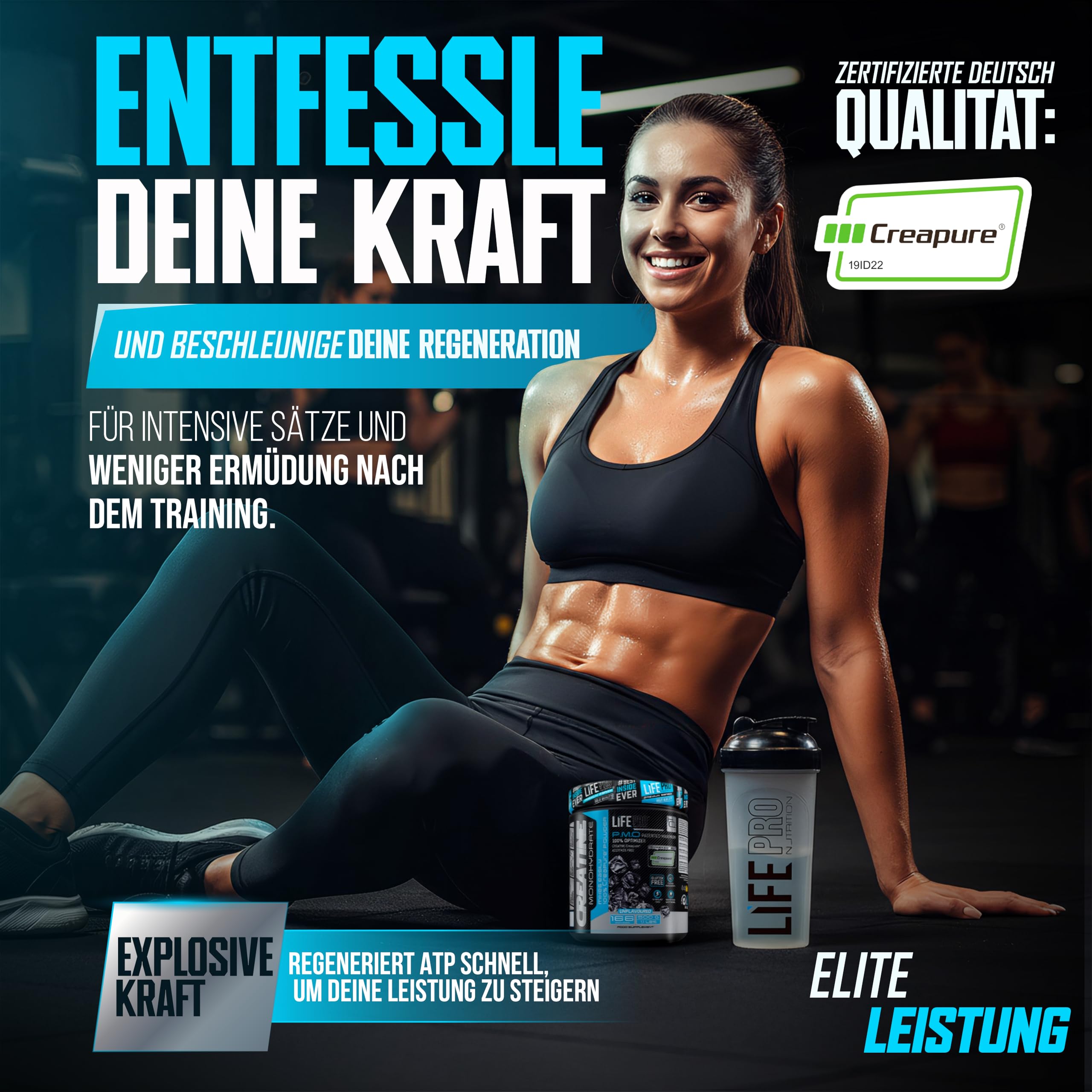 Life Pro Creatine Creapure 650 g Geschmacksneutral – Kreatin-Monohydrat aus Deutschland – mikronisiert für Leistung, Kraft & Regeneration