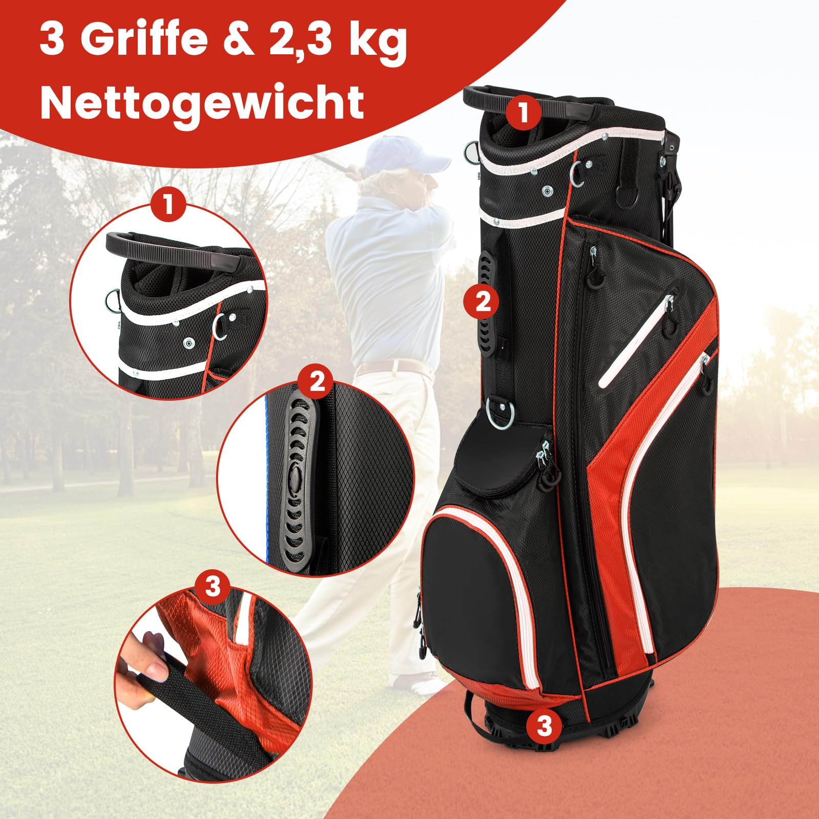 COSTWAY Torba golfowa, podział na 6/8/14 sztuk, torba golfowa, lekka torba na ołówki dla mężczyzn i kobiet