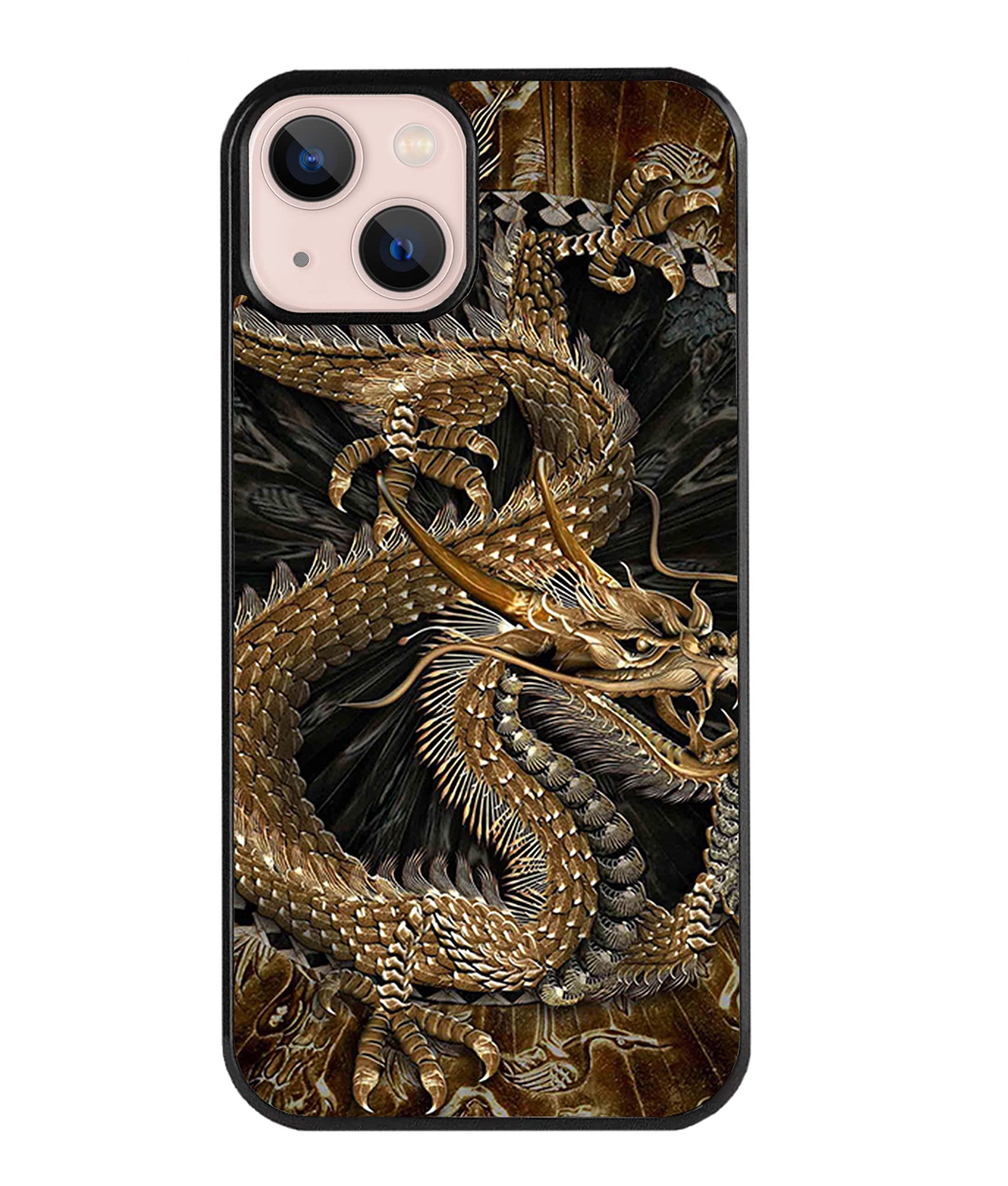 for iPhone 14 Case - Chinese Golden Dragon Pattern Phone case - TPU Shock Absorption Protection Phone Cover Case
