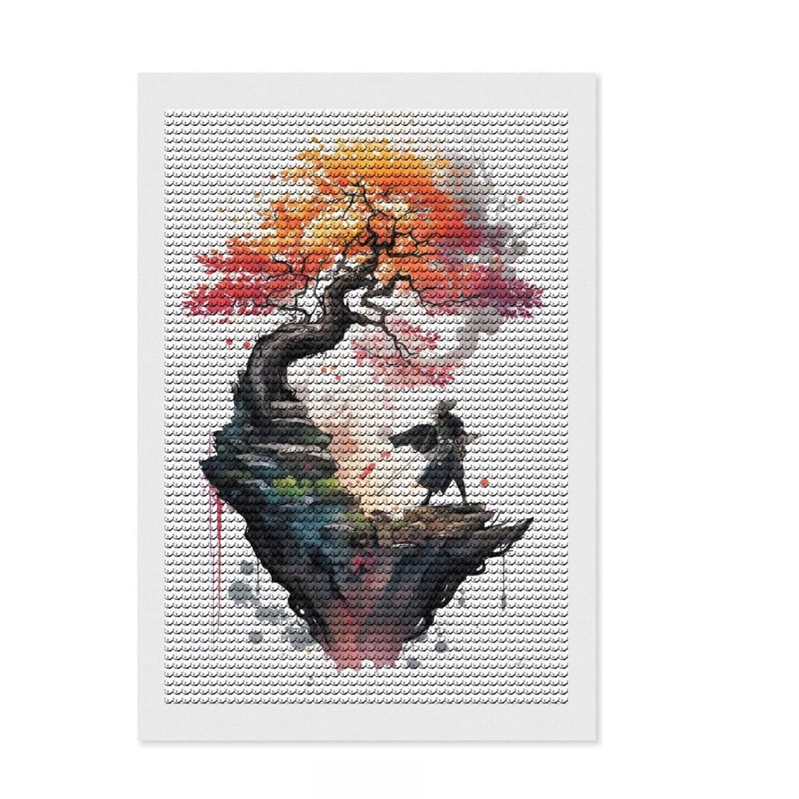 Junmoney Cherry Blossom 19 Diamond Painting Kit 8"x12", Printed Canvas, Neat Printed Canvas, Farmhouse Decor, Christmas Gift, Adhesive Canvas