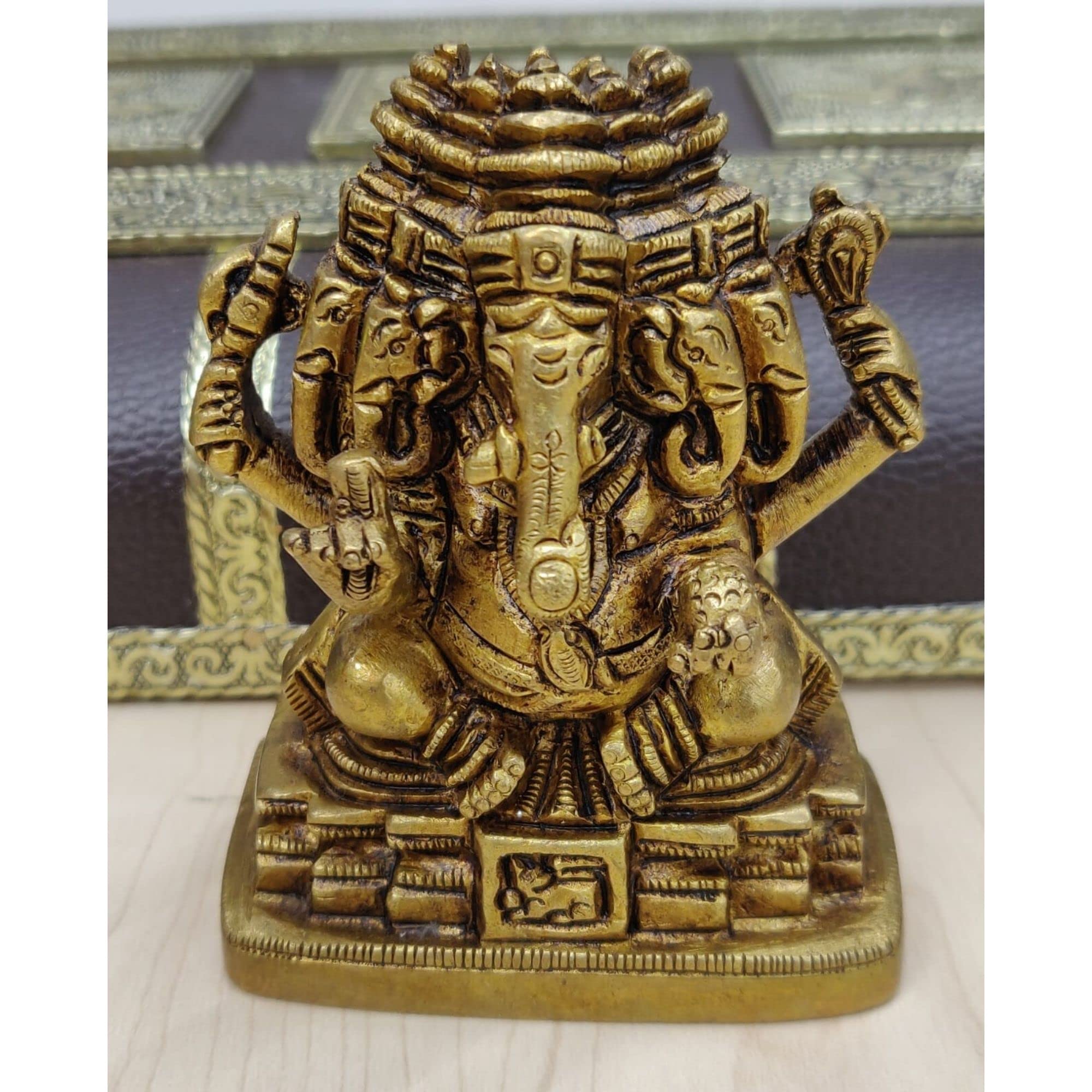Buy AtoZ India Cart Panchmukhi Ganesha Statue in Brass Elephant God