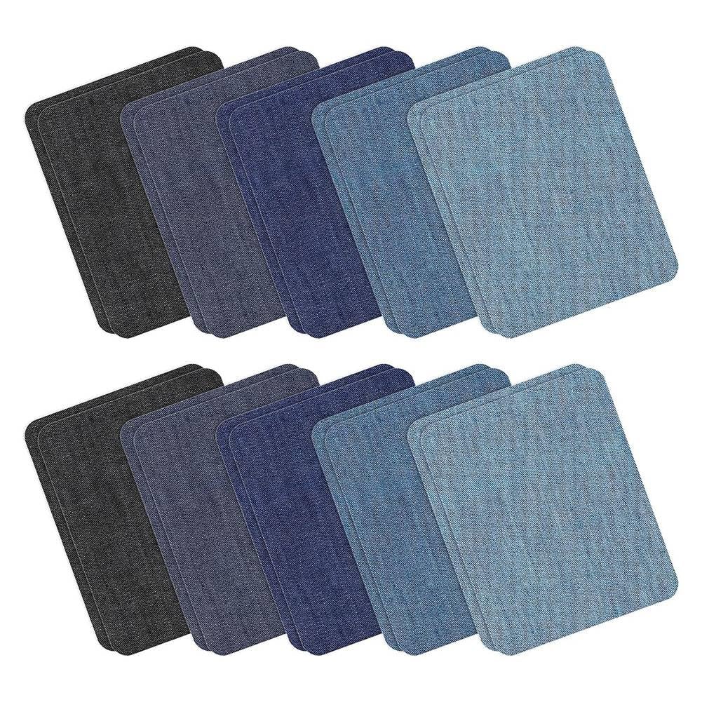 Ctrlzs Black/Dark/Blue 20Pcs Iron On Denim-Patches For Inside & Outside Jeans, Strong Adhesive Iron On Patches For Clothing Repair