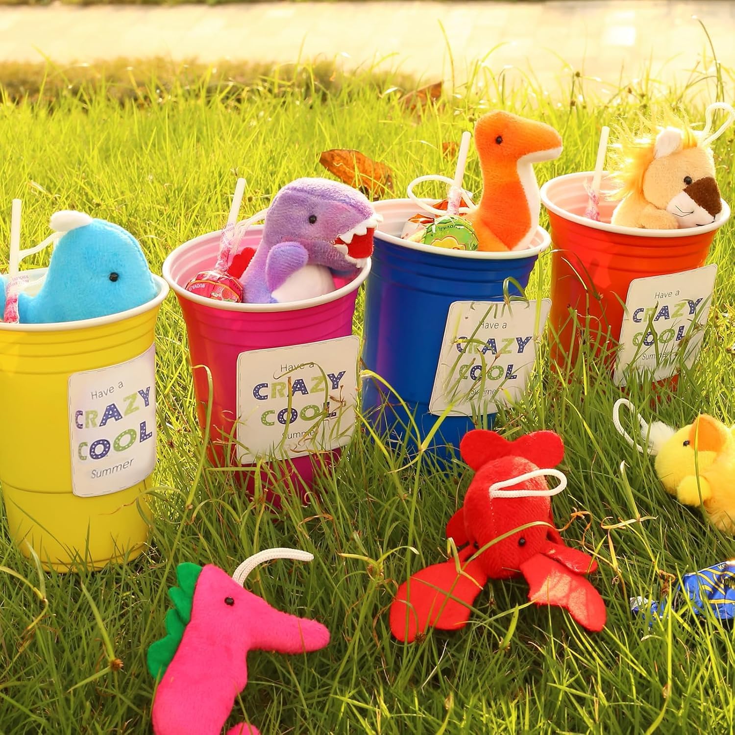 72-teilige Mini-Plüschtier-Kollektion, vielfältige weiche Spielzeuge (Dinosaurier, Zoo- & Meerestiere), Partymitbringsel für Kinder in Großpackung, perfekt als Greifautomat-Füllung, Goodie-Bag-Füller,