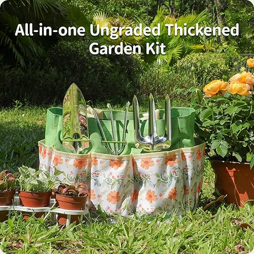 Miniatura 2 de Herramientas de jardinería de 10 piezas de herramientas de mano de acero inoxidable resistentes con bolsa de almacenamiento de herramientas de