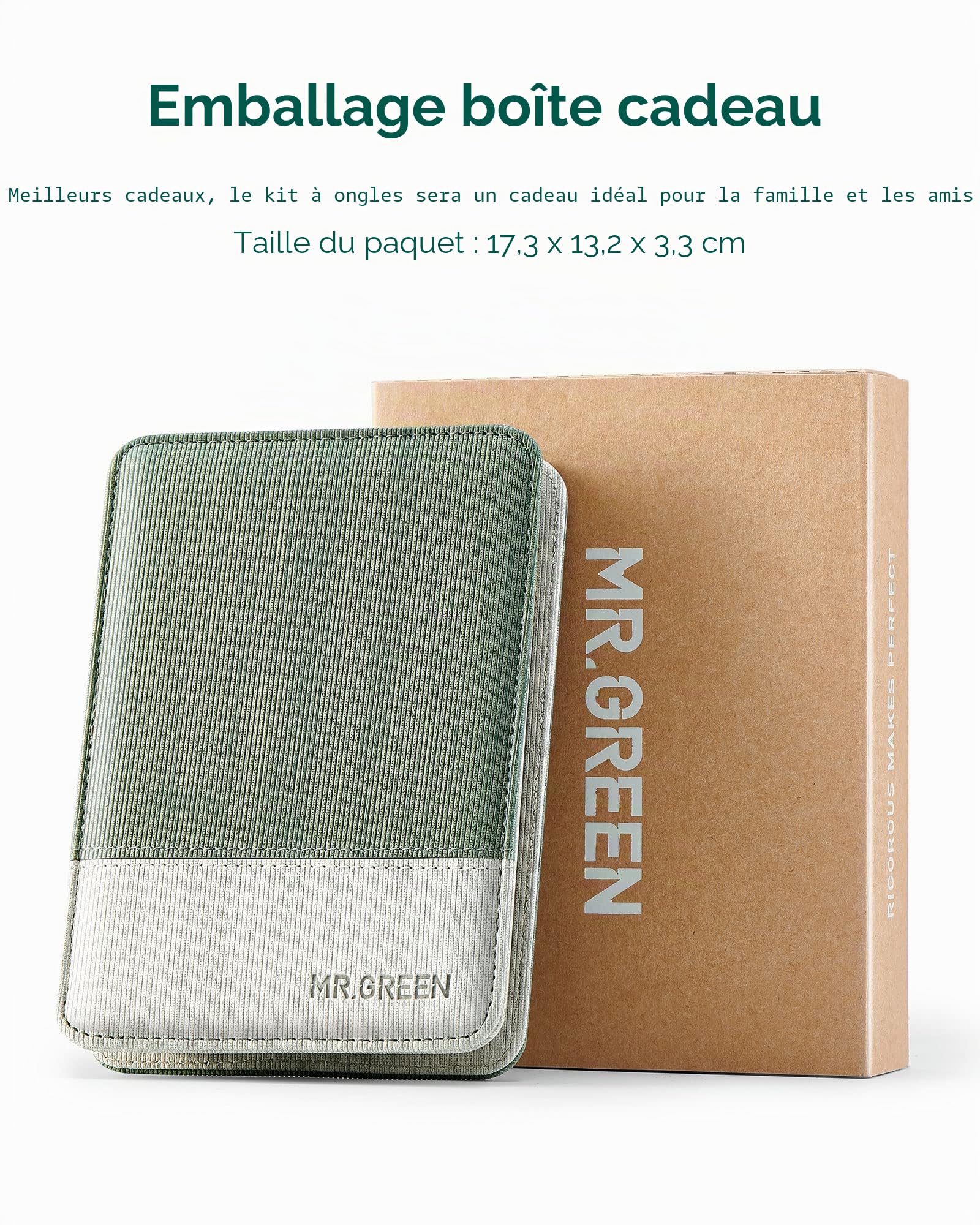 MR.GREEN Kit manucure pédicure 8 pièces acier inoxydable allemand, outils robustes soins ongles personnels étui cuir exquis