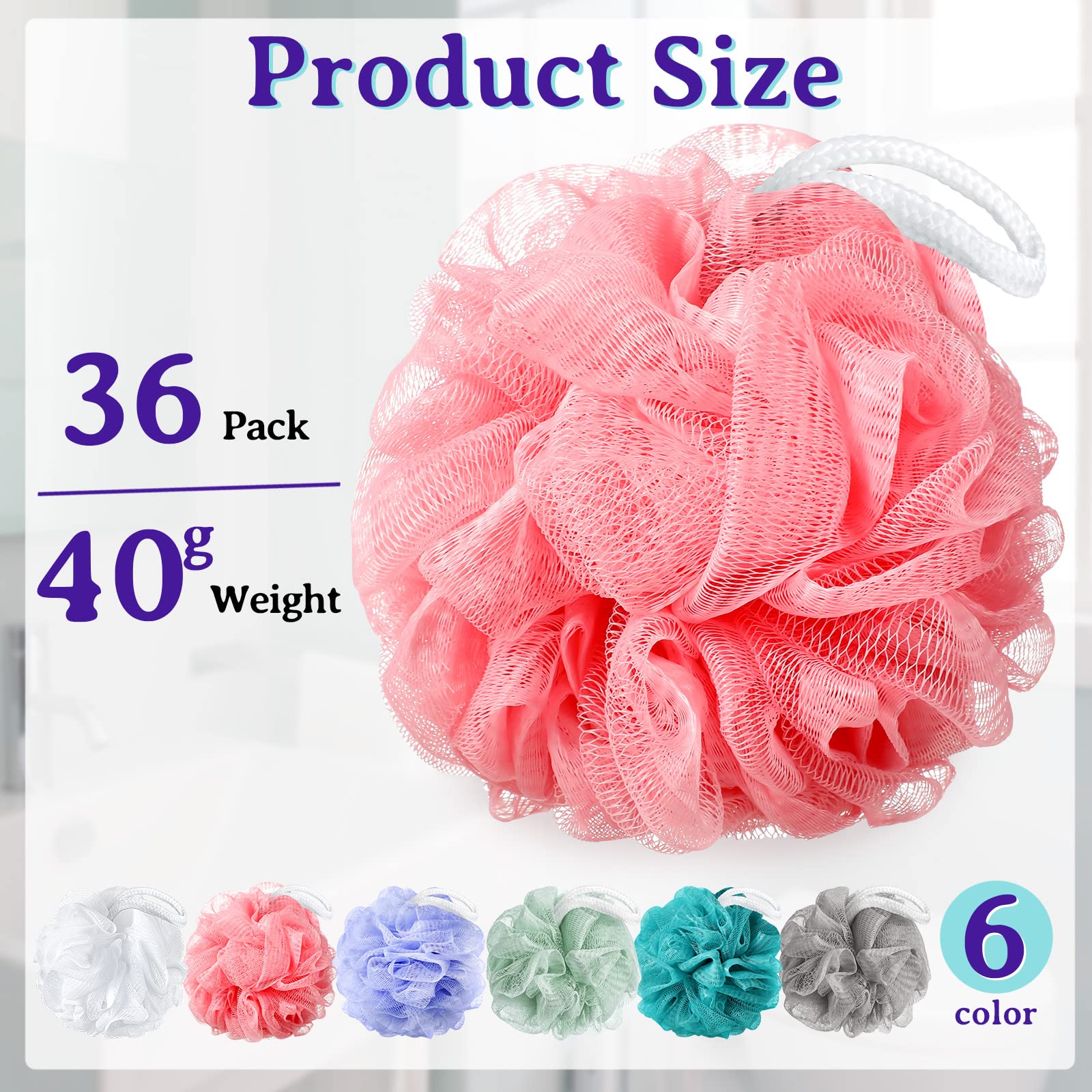 36 szt. luffa prysznicowa gąbka do kąpieli 40 g pufa prysznicowa miękka siatka do ciała Scrunchies do kąpieli dla mężczyzn i kobiet złuszczająca gąbka pod prysznic