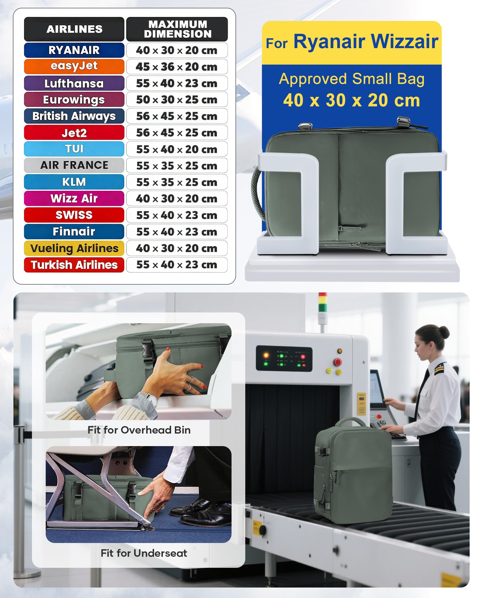 SZLX Plecak Próżniowy Bagaż Podręczny Dla Kobiet, Plecak Z Poduszką i Systemem Próżniowym Do Podróży, Plecak Podróżny Ryanair W Rozmiarze Kabinowym Z Pompką, Wodoodporna Walizka Próżniowa Dla Mężczyzn