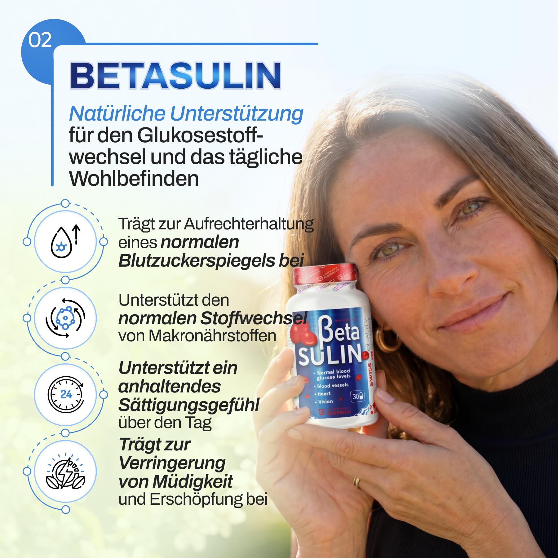 Kapseln Betasulin | Stoffwechselunterstützung und Blutzuckerbalance | mit Zimt-Extrakt 300 mg, Grüner Kaffee 270 mg | 30 Kapseln | Nahrungsergänzungsmittel