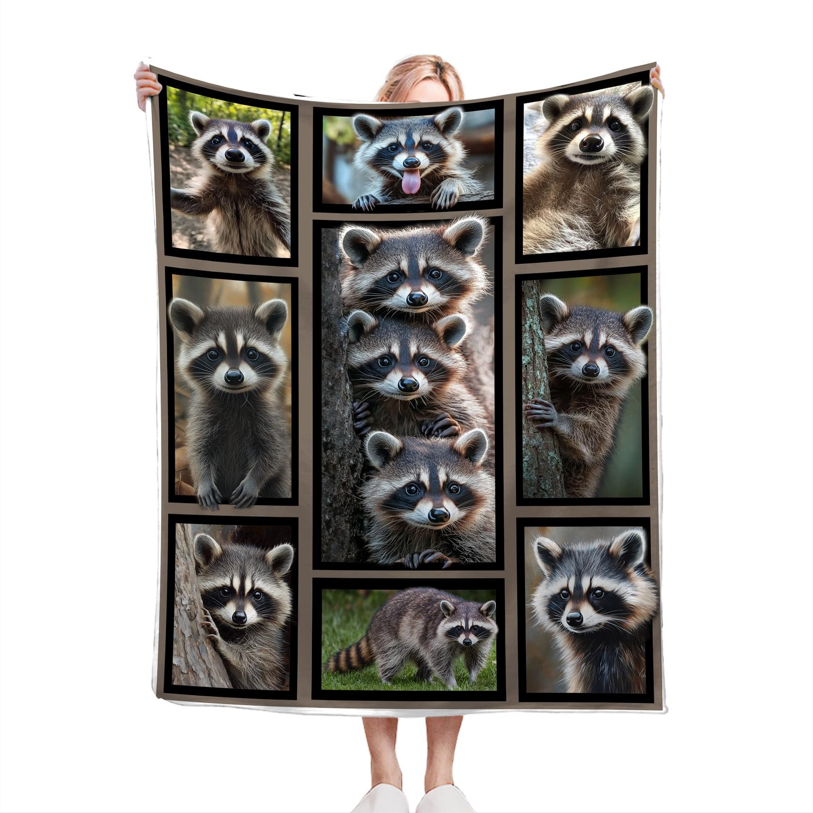 Coperta con procione regalo per adulti e bambini, decorazione per divano, letto, soggiorno, morbida, in flanella, morbida, calda, leggera, accogliente, 127 x 127 cm
