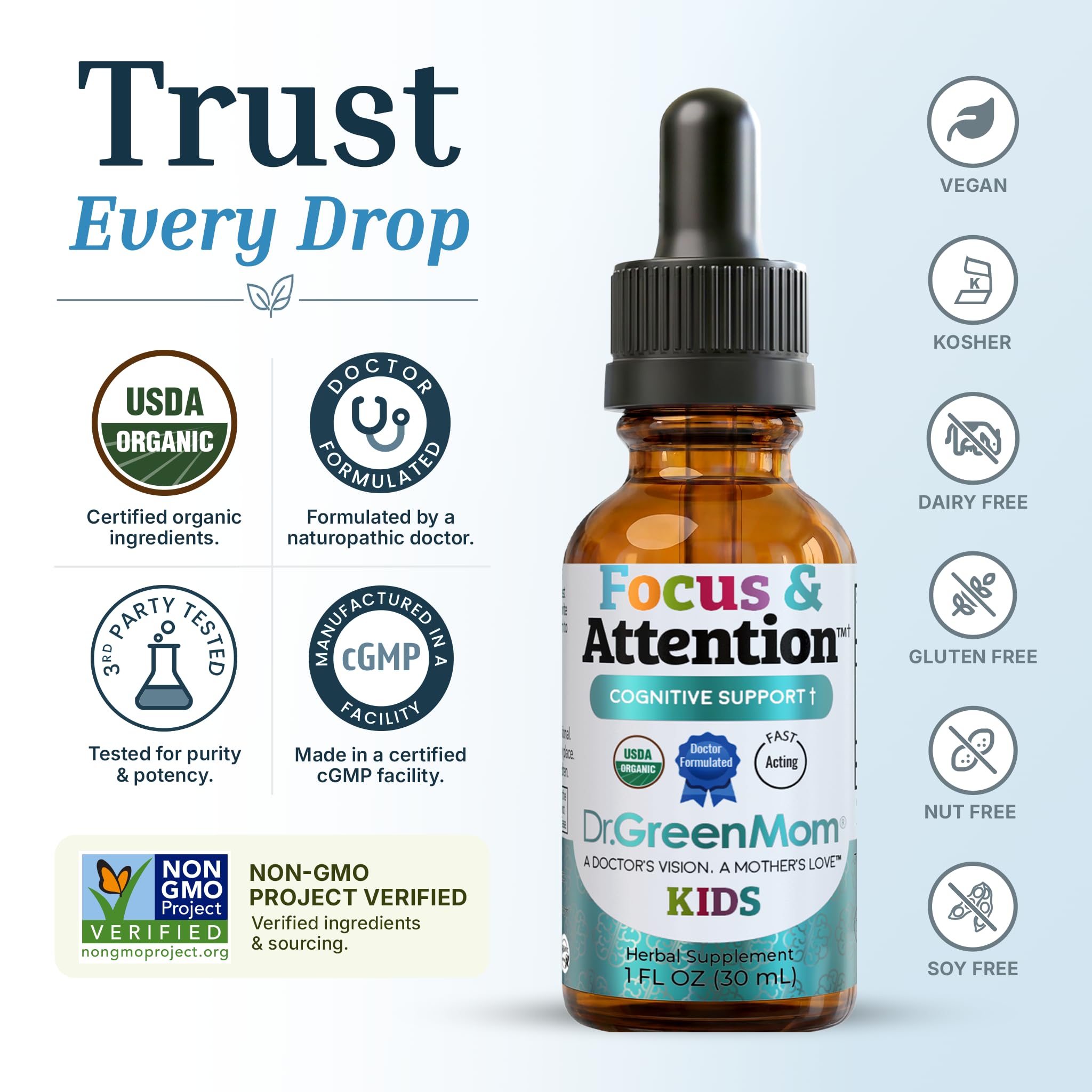Dr. Green Mom Focus & Attention Kids, Organic Herbal Focus Drops, 1 Fl Oz — Amazon image 3