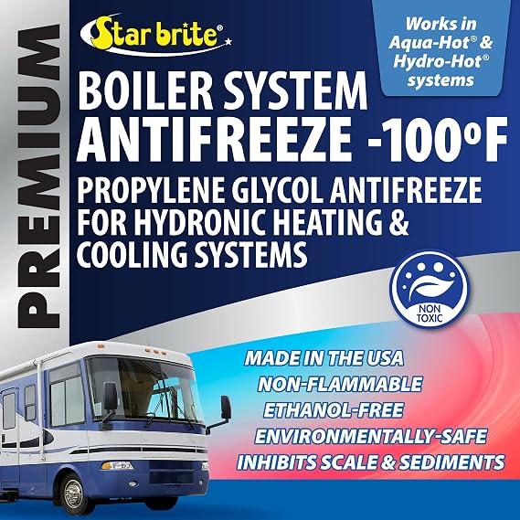 STAR BRITE Premium -100 Boiler System Antifreeze - Propylene Glycol Heating & Cooling Fluid - Made in USA - 1 Gallon (032700)