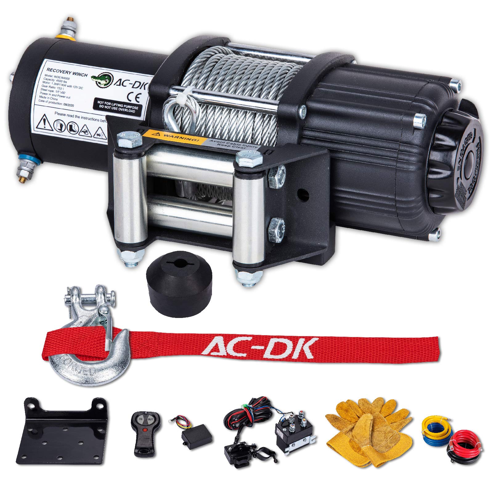 ACDK 4500 lb Winch Steel Wire Electric ATV Winch Kit, 12V Winch for