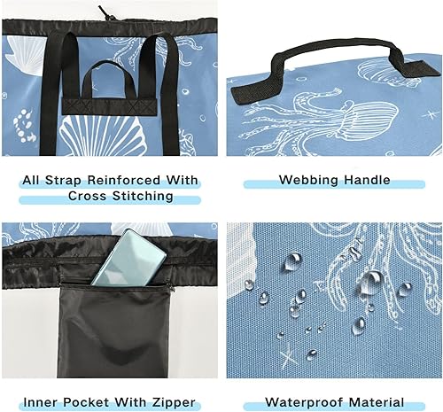 Vista 59 de Mochila de lavandería con correas ajustables para el hombro, bolsa de lavandería sucia para viajes, campamento, universidad, resistente, Rosa floral