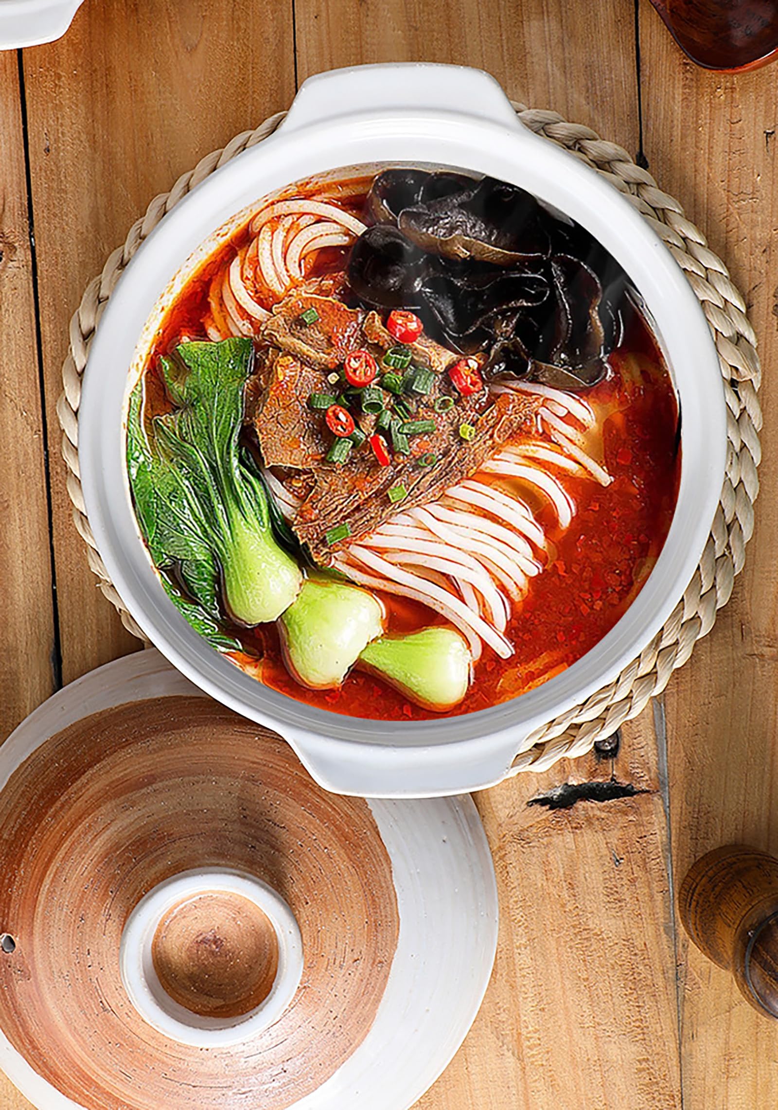 Pot japonais Donabe Shabu en argile, casseroles Bibimbap(0.9 Quarts)