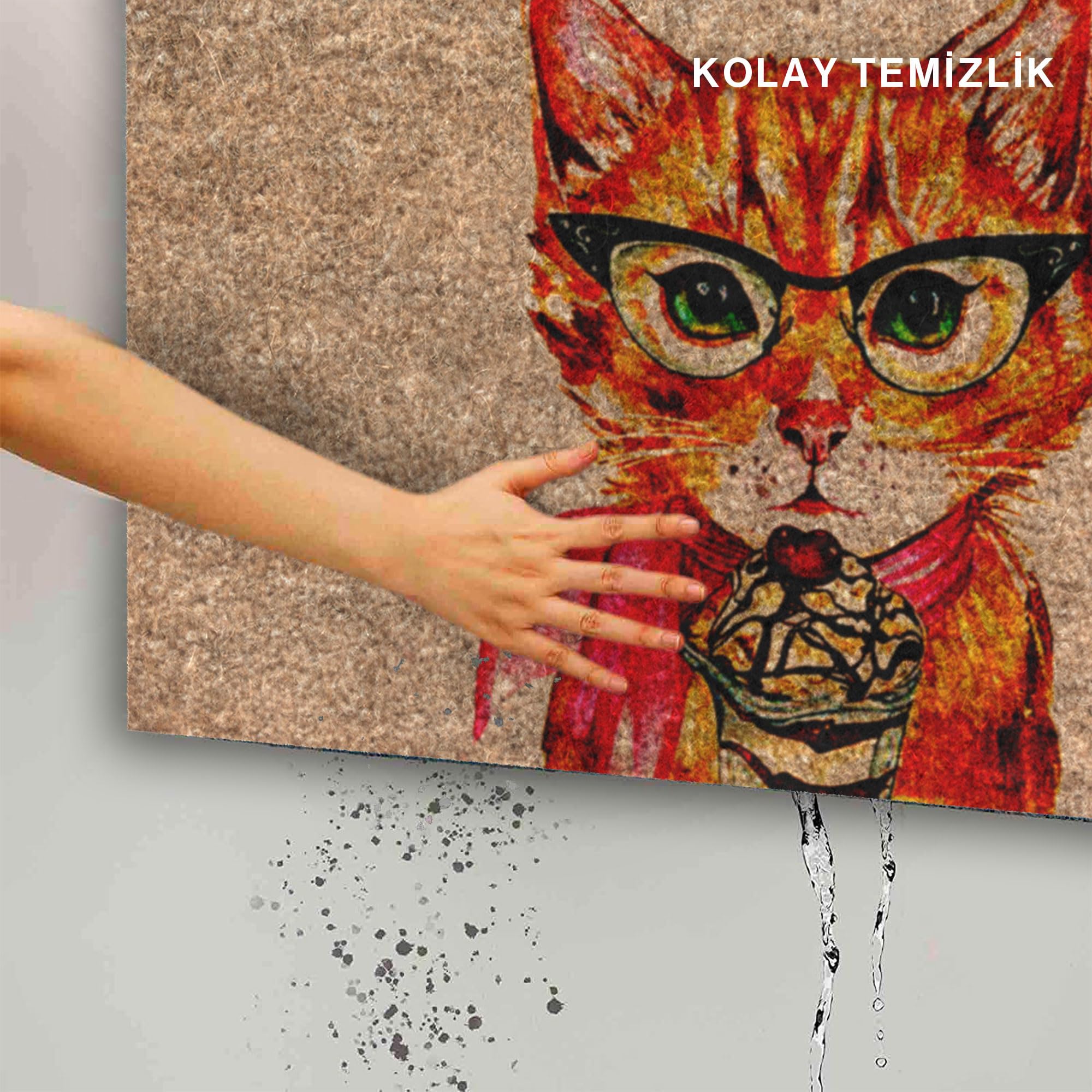 Monnhein Kapı Önü Paspası - Modern ve Şık Kapı Paspası | Ev, Ofis ve Dış Mekân Kullanımı İçin (Retro Pati) 45x65