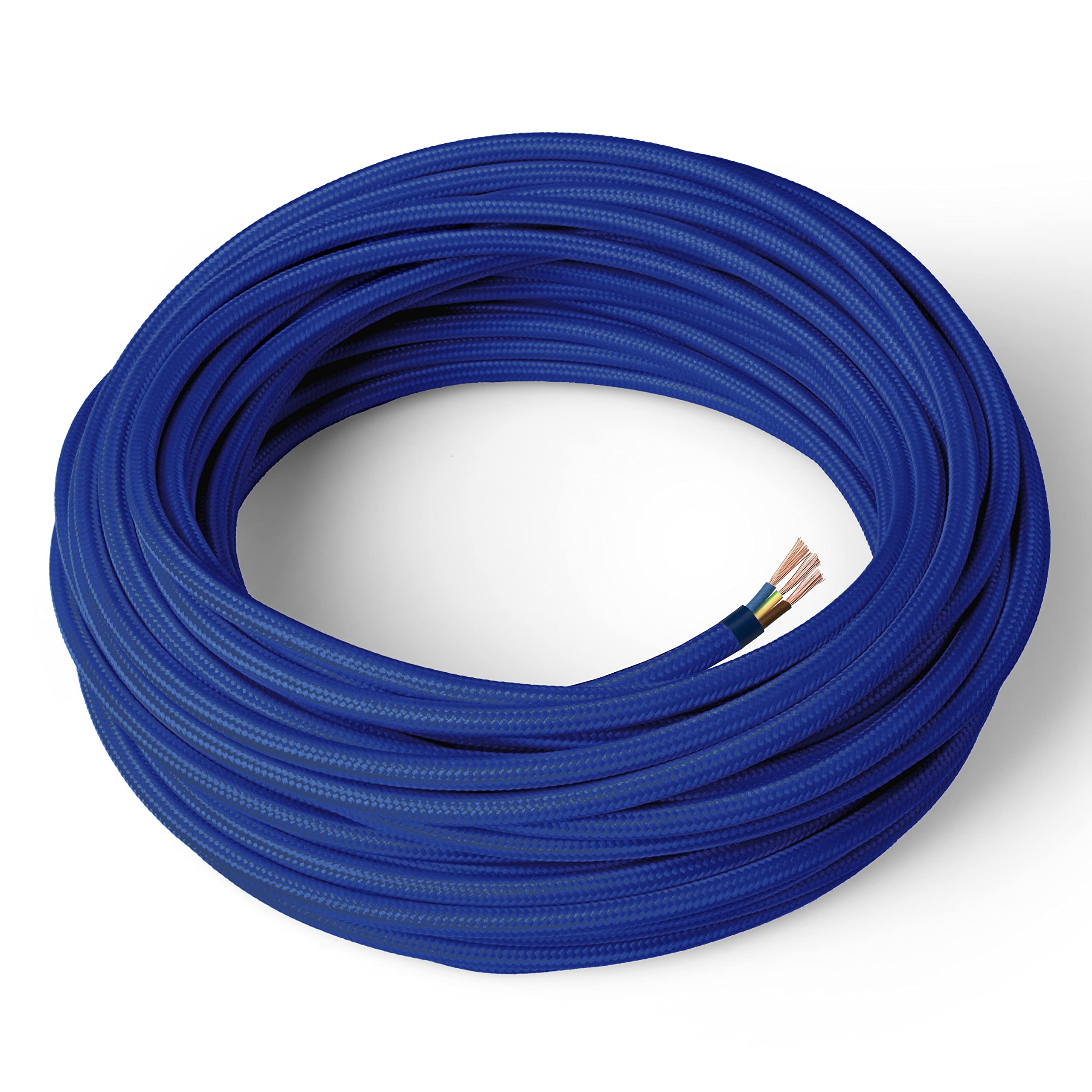 Amarcords - Cable de tela color NEGRO, redondo, seda, 10 metros, con tierra 3x0,75 - Hilo eléctrico textil de color estilo clásico para lámparas bricolaje y iluminación vintage. — view 19
