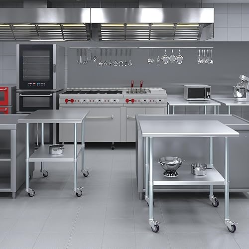 Miniatura 230 de AmGood Mesa de trabajo de acero inoxidable con ruedas Estación de trabajo