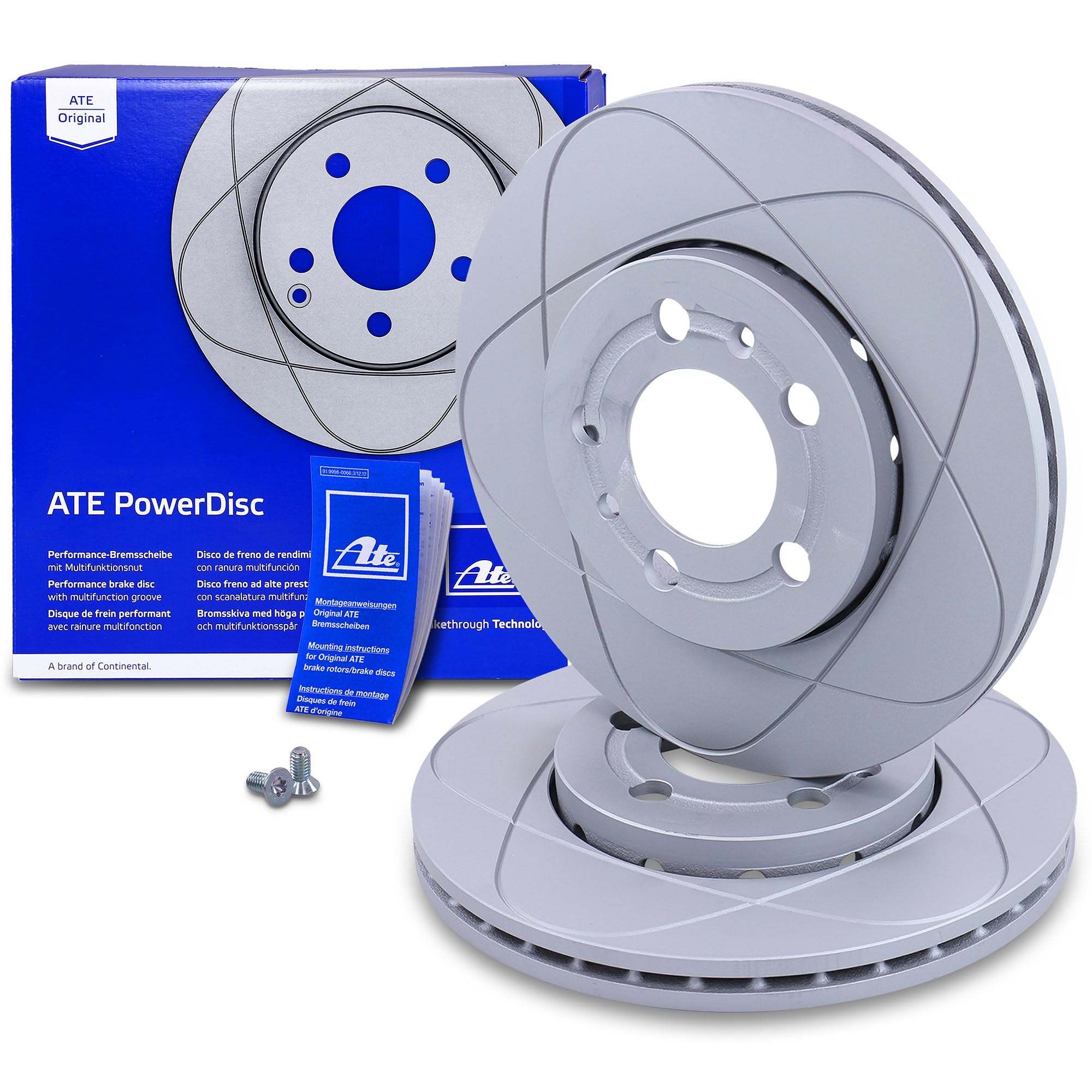 ATE Set di freni asse anteriore+dischi freno PowerDisc ¯ 256mm ventilati e pastiglie freno anteriori Compatibile con AUDI A1, A3, SEAT, IBIZA, LEON, TOLEDO, SKODA FABIA, OCTAVIA, ROOMSTER, VW GOLF, PO