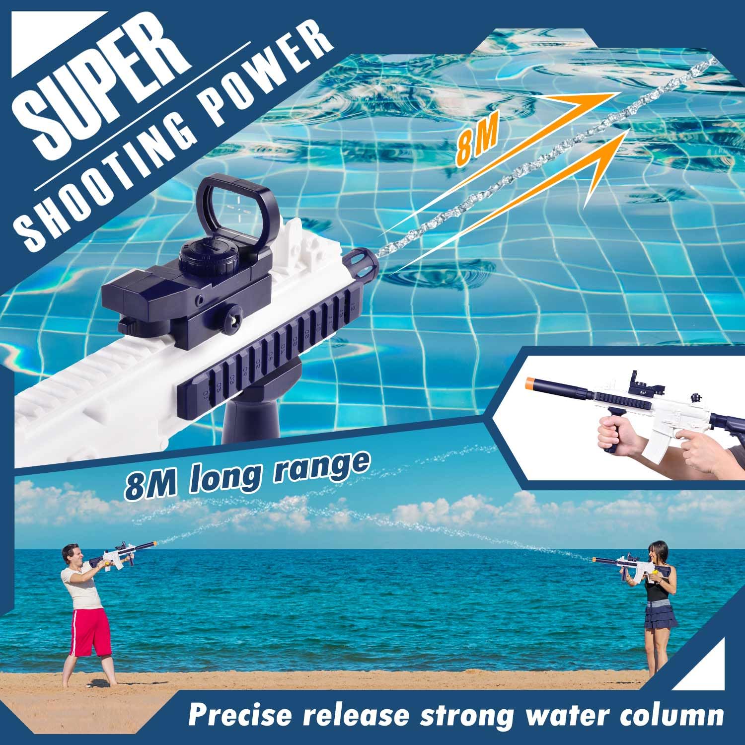 Pistola ad Acqua Elettrica, Pistole Giocattolo ad Acqua 32FT Super potente, Alta Capacità Fucile ad Acqua Elettrico Elettriche Giocattolo per Bambini e Adulti Giardino Piscina Spiaggia (M416)