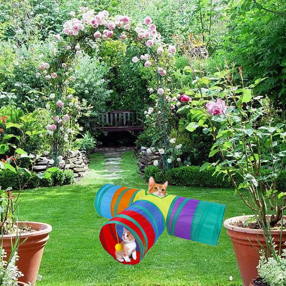 Túnel para Gatos,3 Vías Túneles Plegable,Juguete Tubo de Gatos,Gato Interactivo Juguetes para Gatitos,Cachorros,Conejos,Cobayas