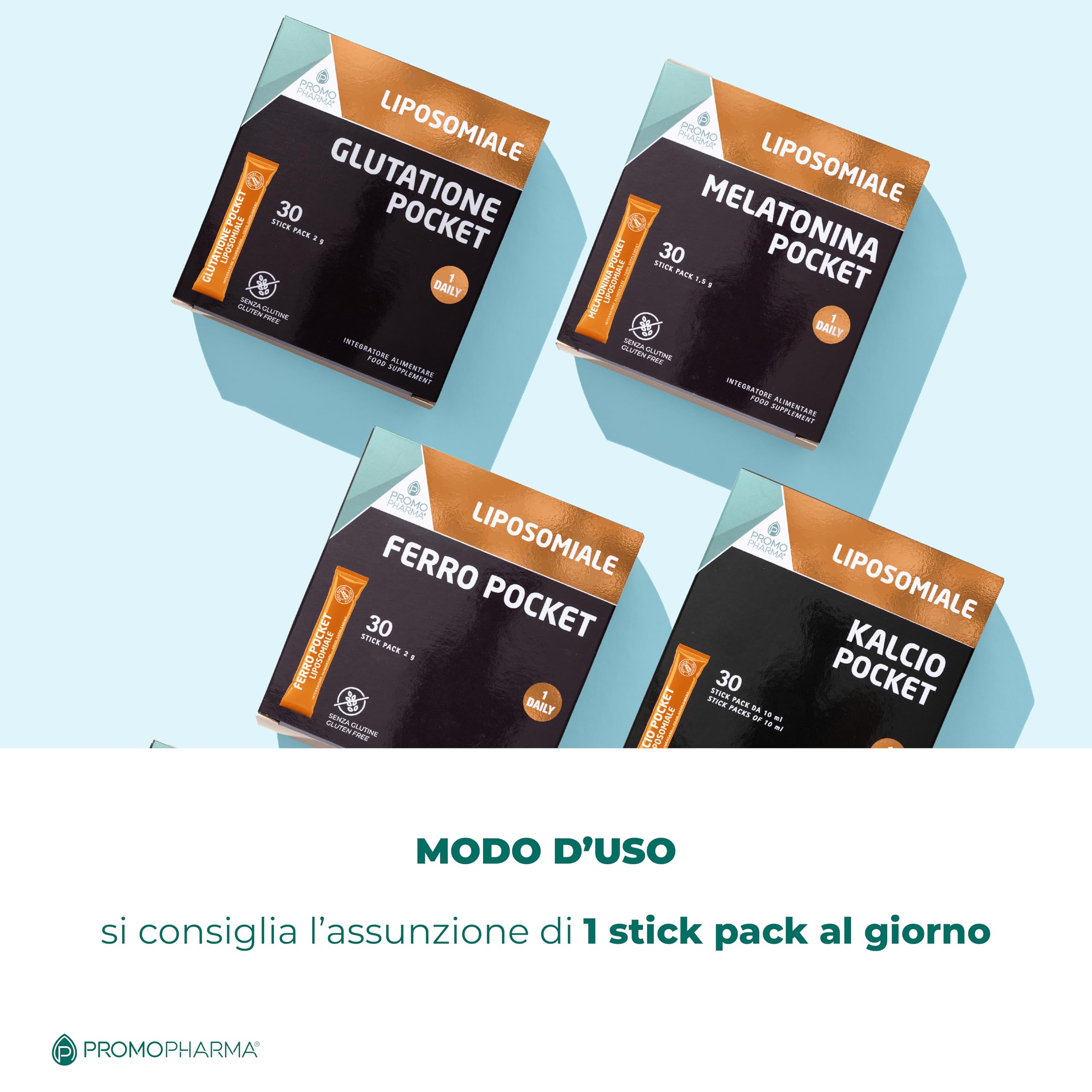 Glutatione Pocket - Integratore Antiossidante Liposomiale – Azione Detox e Anti-Aging – Utile per Sportivi e per il Benessere Cellulare - Formula potenziata con Cardo Mariano e SAMe – 30 stick da 2 g