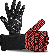 Premium BBQ Gloves, 1472°F Extreme Heat Resistant Oven Gloves, Grilling Gloves with Durable Fireproof Kitchen Oven Mitts Designed for Cooking, Grill, Frying, Baking, Barbecue (red+Black)