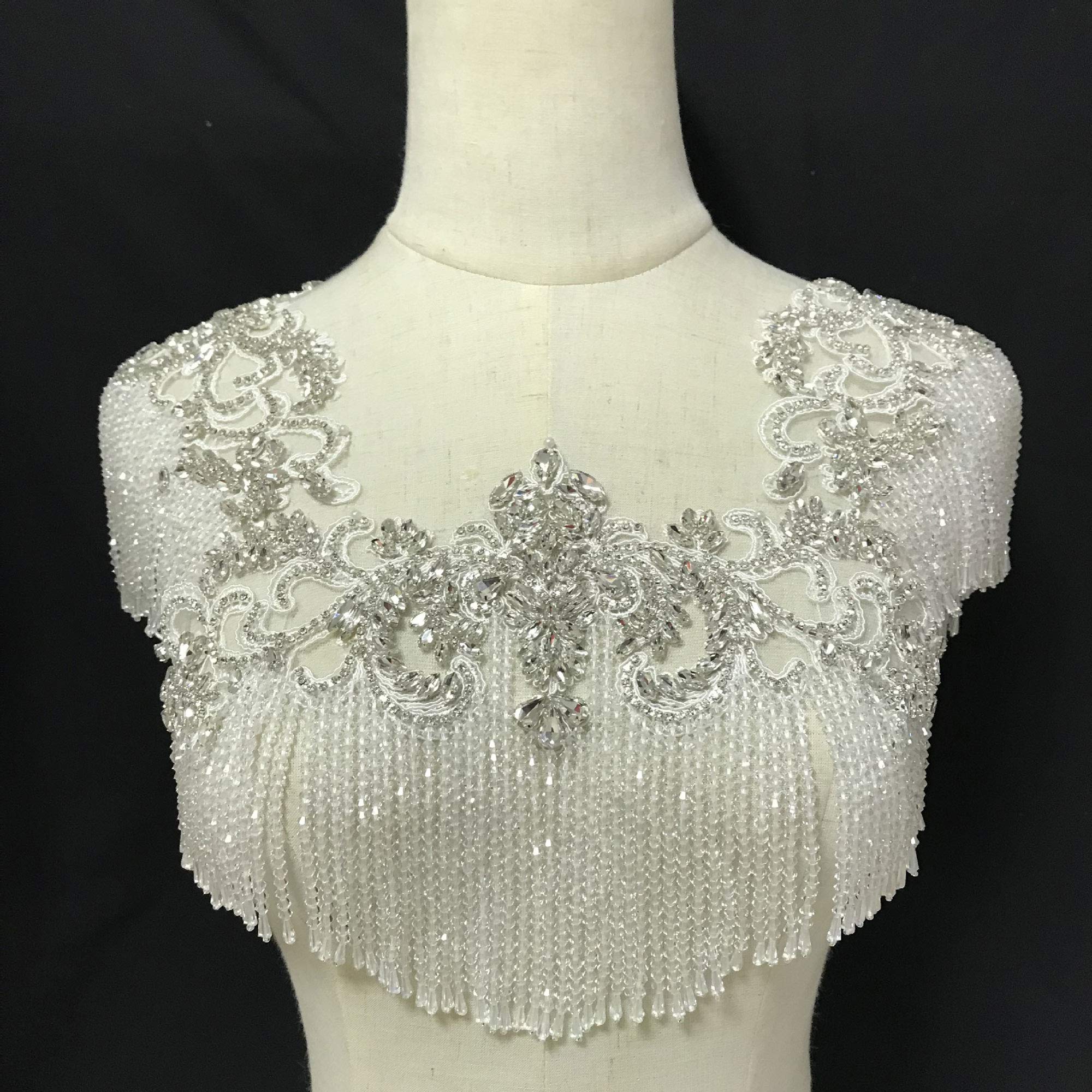 Abalorio de borla con cuentas de estrás para vestido de fiesta de graduación, borde de cristal, para vestidos de novia de playa, 1 unidad