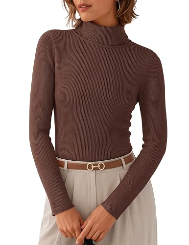 ZESICA Women's Long Sleeve Turtleneck Tops 2026 Fall Basic Sweaters