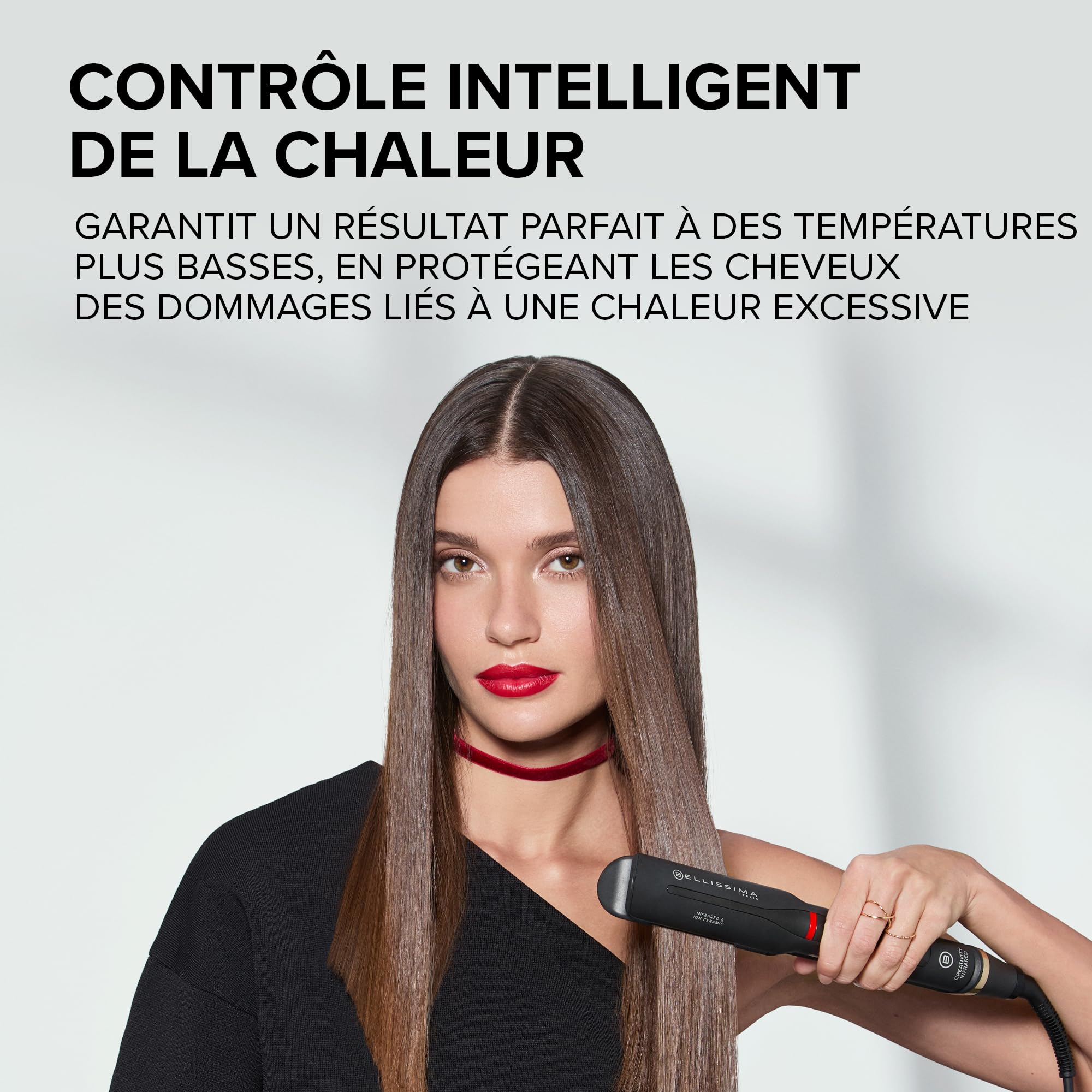 Belissima Fer à Lisser à Infrarouge Creativity Infrared - Pour Ondulation Cheveux et Lissage - Revêtement en Céramique et Kératine - Coiffure, Cheveux Ondulés - Prêt à l'Emploi en Quelques Secondes