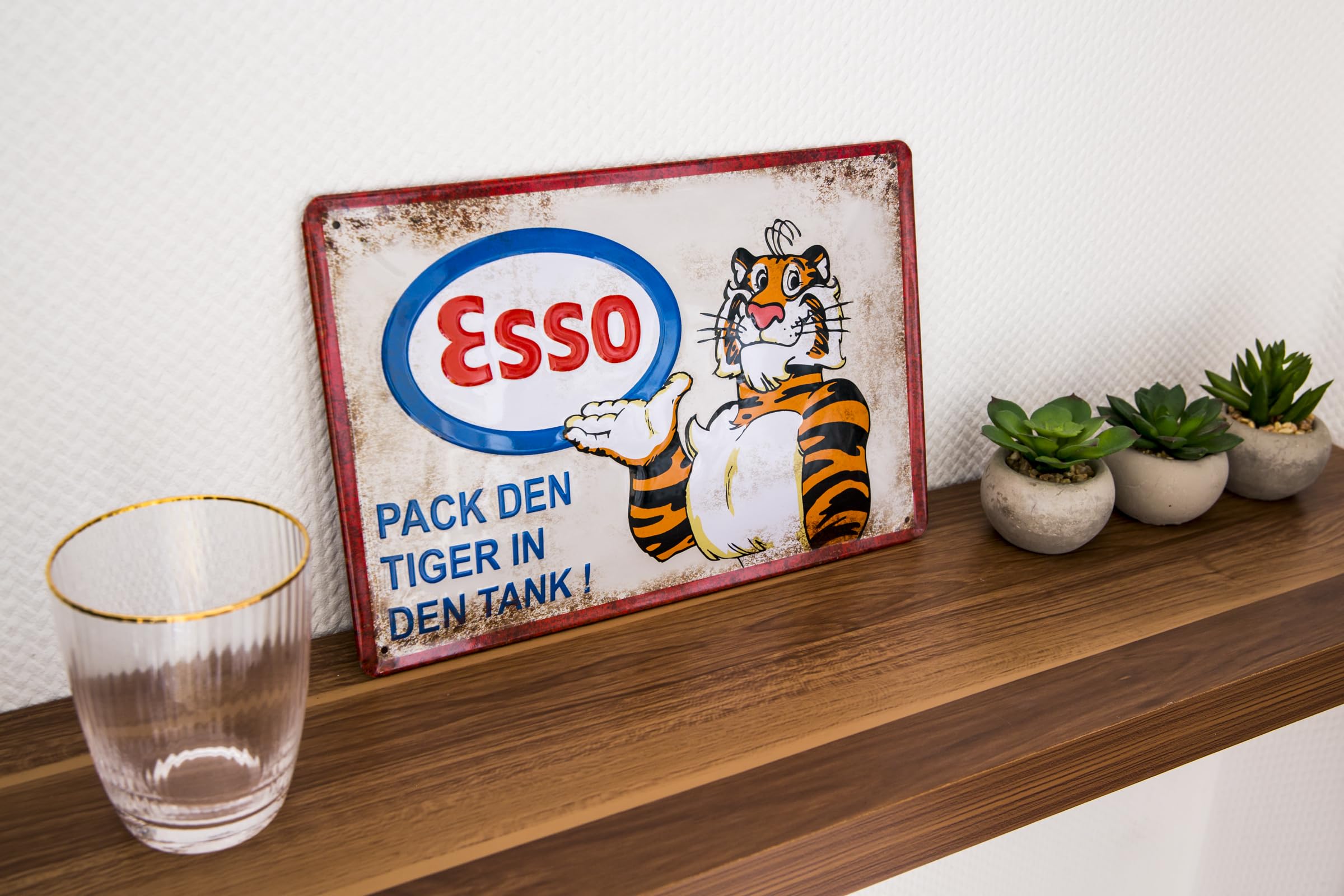 Plaque en métal Esso « Put a tiger in your tank » (20 x 30 cm