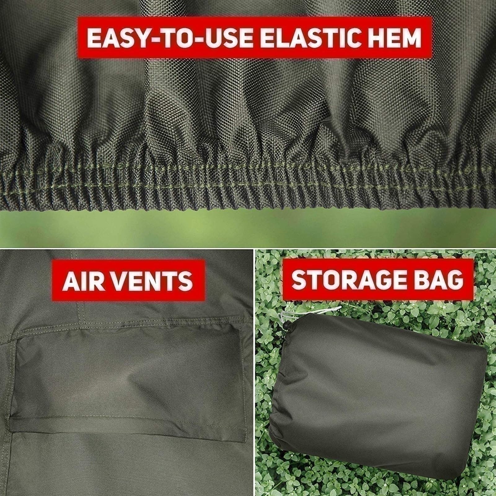 XXL - Cubierta impermeable para cortacésped de jardín, 210D, a prueba de polvo, resistente a los rayos UV, protección para tractor al aire libre con bolsa de almacenamiento, cubierta verde resistente
