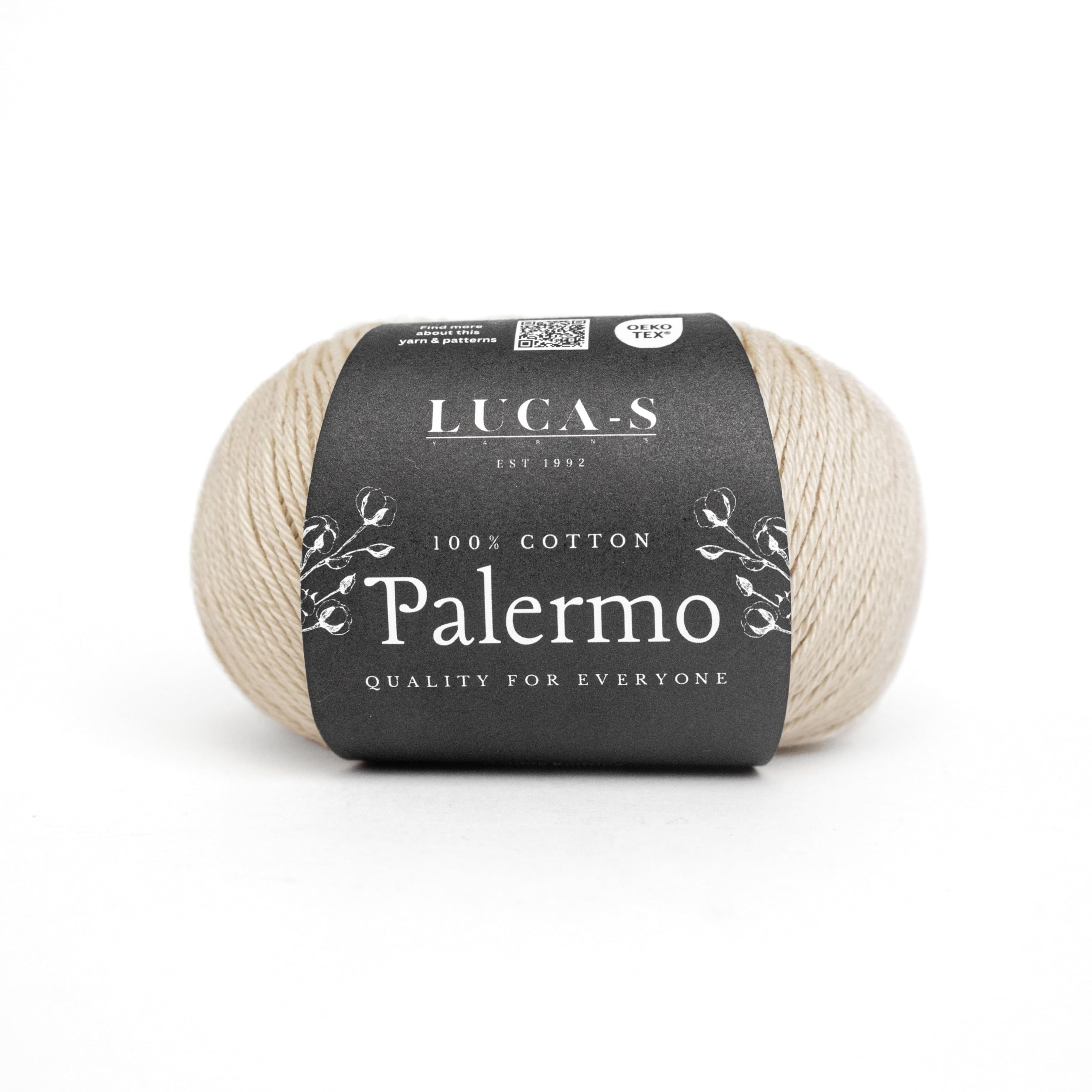 Luca-S Palermo 100% Mercerised Cotton Yarn, Oeko-Tex Certified Giza Cotton, 50g (1.8oz) 125m (136 Yards) - Knitting and Crochet Cotton Yarn, Durable Amigurumi & Baby Project Cotton