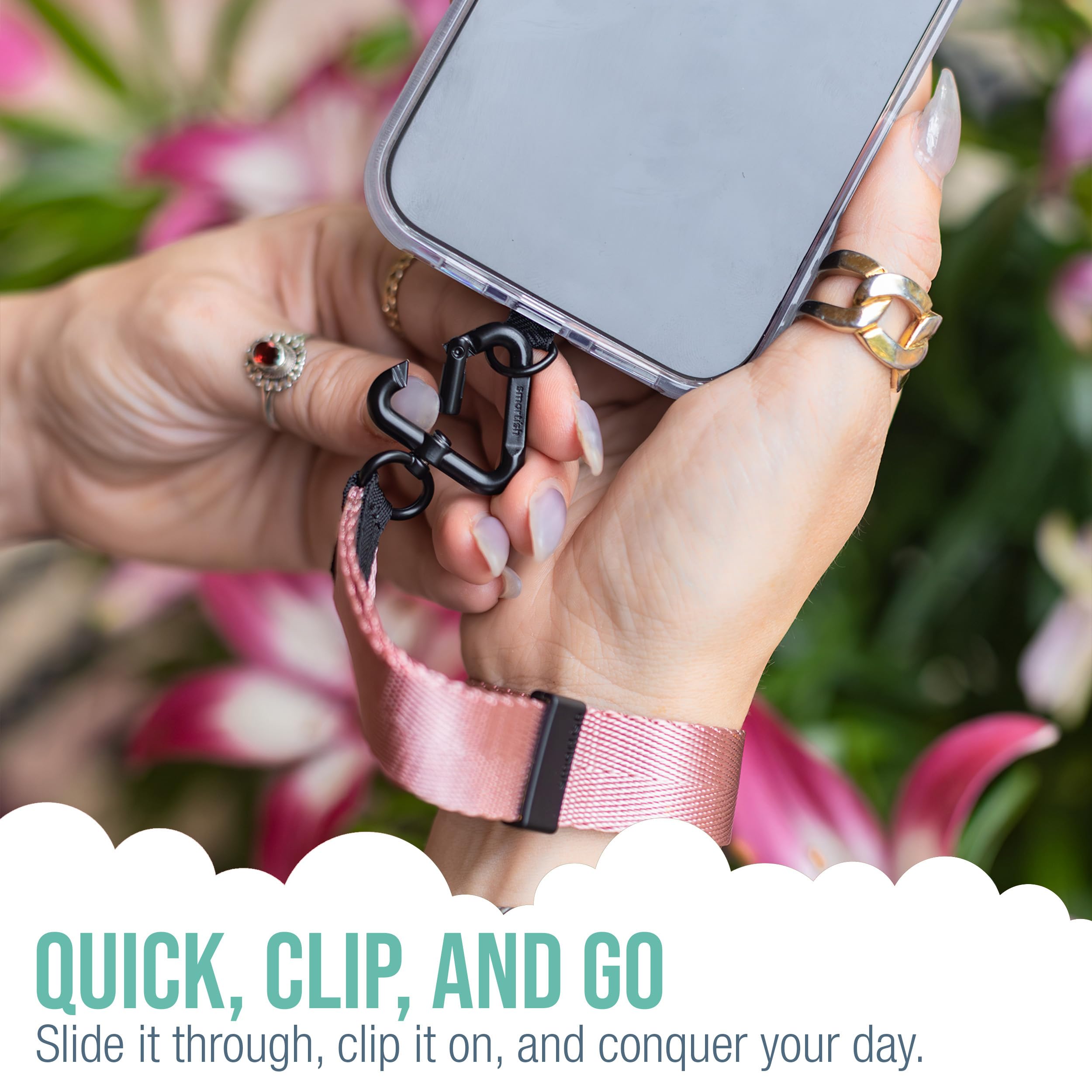 Smartish Phone Wristlet - Case Clinger - Universal IPhone Holder With Detachable Wrist Strap Loop For All Phone Cases - Black Vegan Leather - View #4