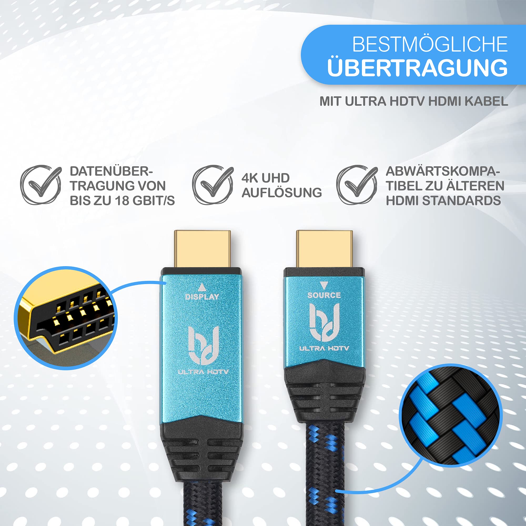 Cavo HDMI 4K Ultra HDTV - Cavo HDMI 2.0b ad alta velocità da 20 metri - 18 GBit/s - 4K@60Hz (senza vibrazioni) - risoluzione fino a 4096x2160 - con chip amplificatore
