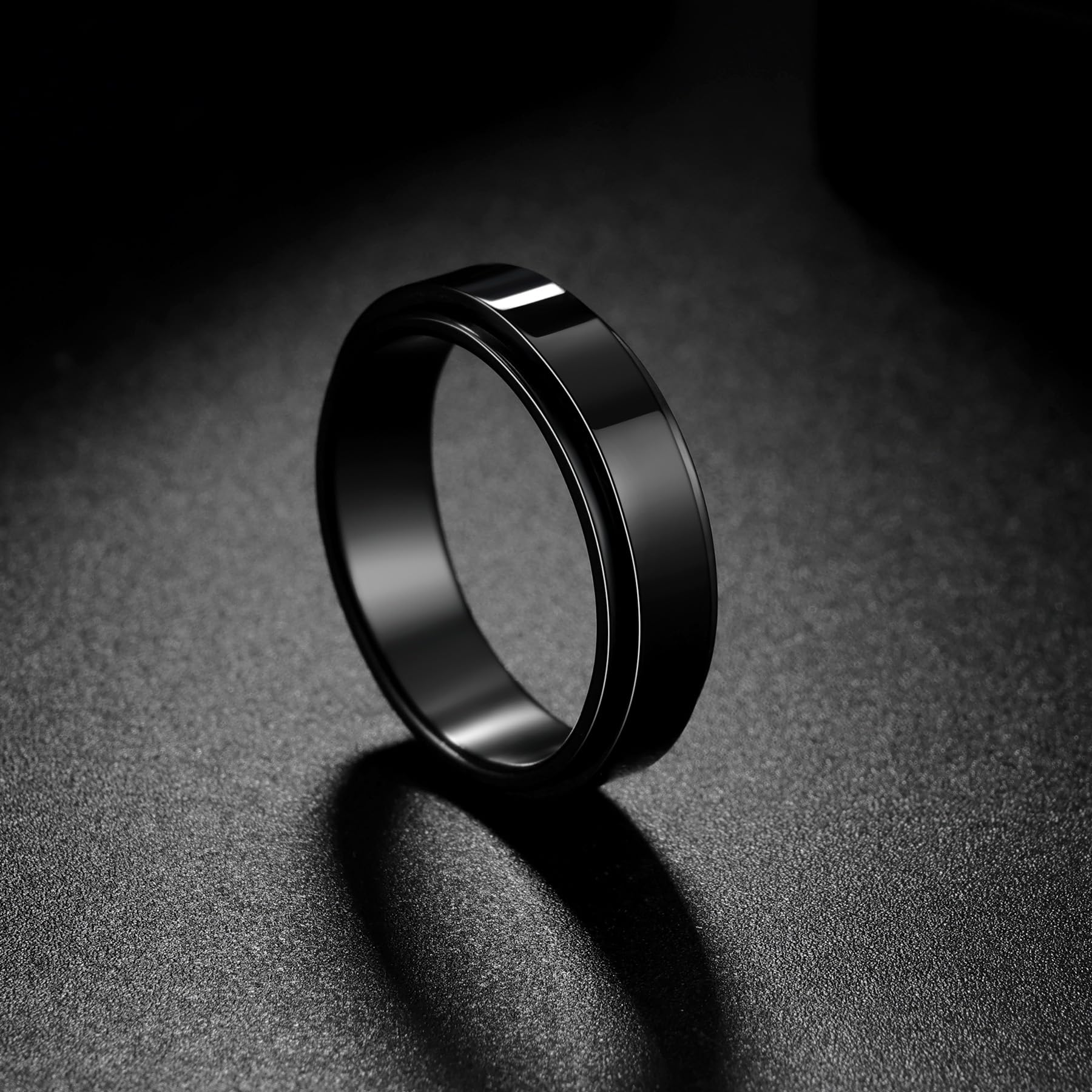Anillos giratorios para la ansiedad para hombre, anillos clásicos de cadena para mujeres y adultos, anillo de acero de titanio, 10, Metal, Sin piedras preciosas 3