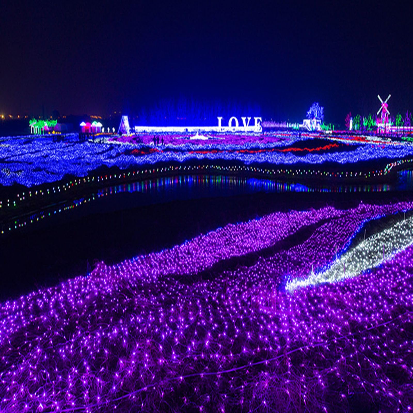 LEDs Zewnętrzna siatka świetlna, wodoodporna girlanda, 8 trybów świateł, lina wróżka, siatka oświetleniowa do ogrodu ogrodowego (8 x 10M 2600LED, niebieski)