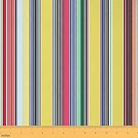 Vista 33 de Tela de estilo mexicano por yarda, tela de arte DIY a rayas de arcoíris, telas exóticas boho a cuadros de neón para exteriores, tela de tapicería