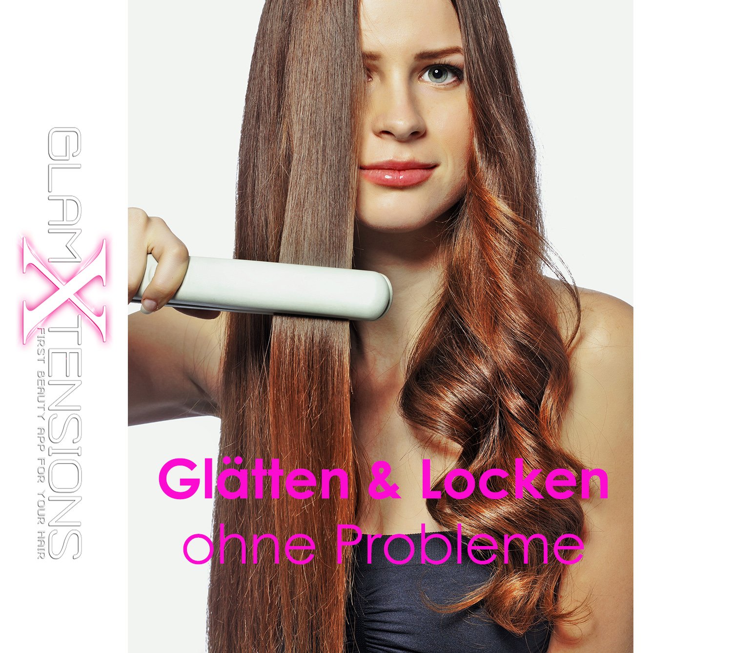 Clip In Extension Set 7 Teile glatt 60cm Haarverlängerung Haarteil 100% Remy Echthaar Clip in Hair Extension von GlamXtensions in Farbe: 01 Schwarz