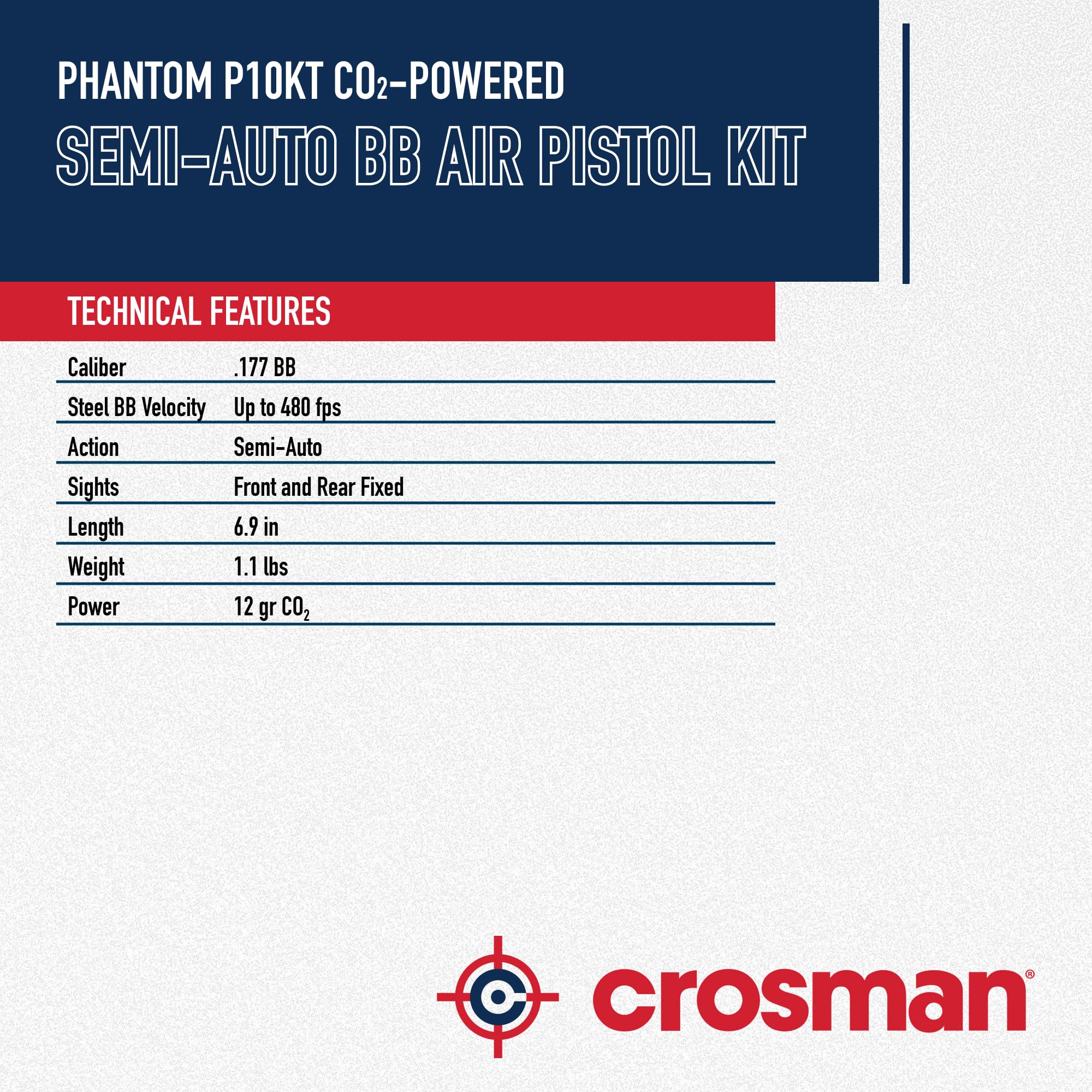 Crosman P10 Kit CO2 Pistola de Aire Comprimido Calibre 4,5mm