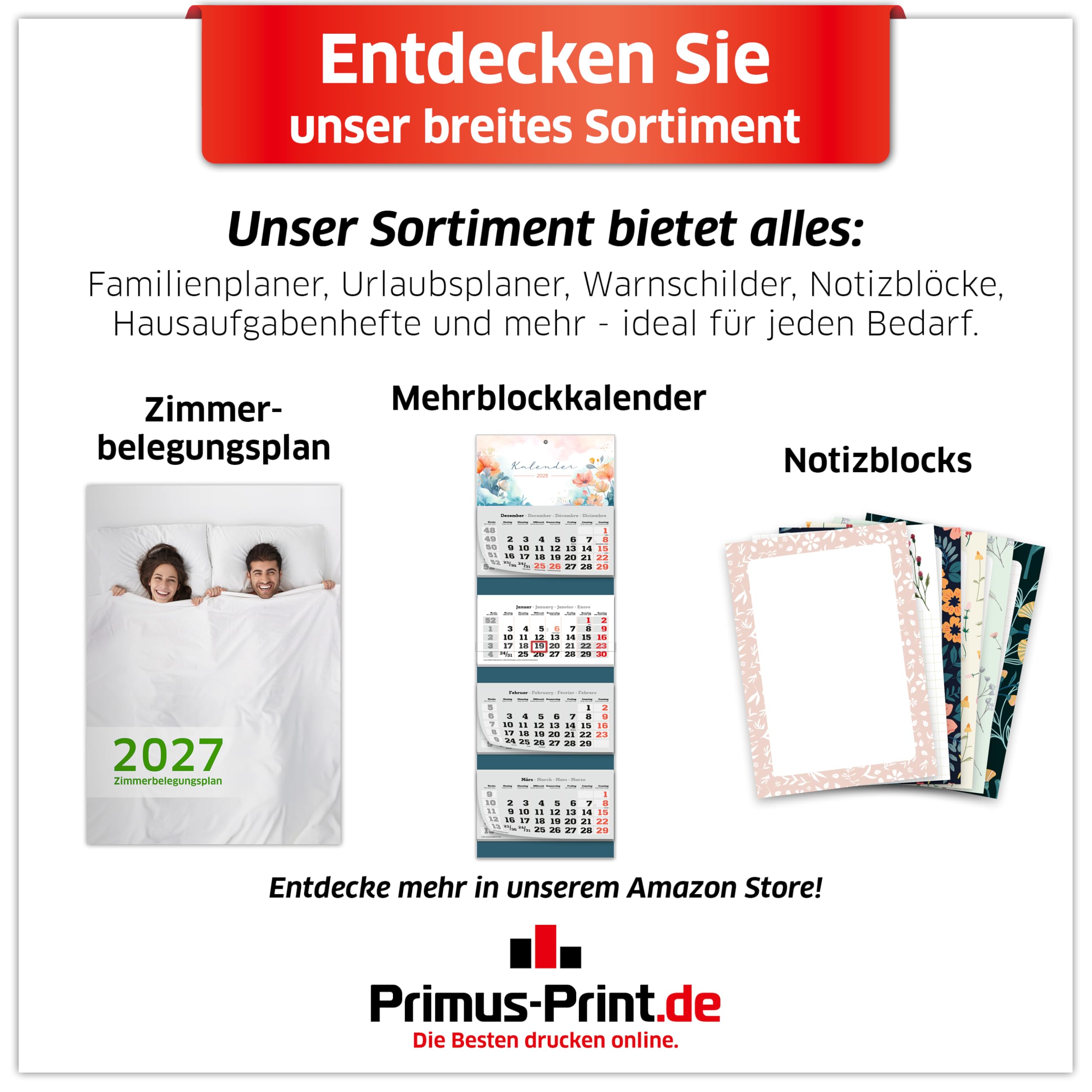 PRIMUS PRINT Belegungsplan 2026+2027 Personalplan Urlaubsplaner Dienstplan | für Firmen, Hotels, Gastronomie, bis zu 30 MA/Tische/Buchungen, inkl. Feiertage und Ferien - 210x295mm - (3x 2027)