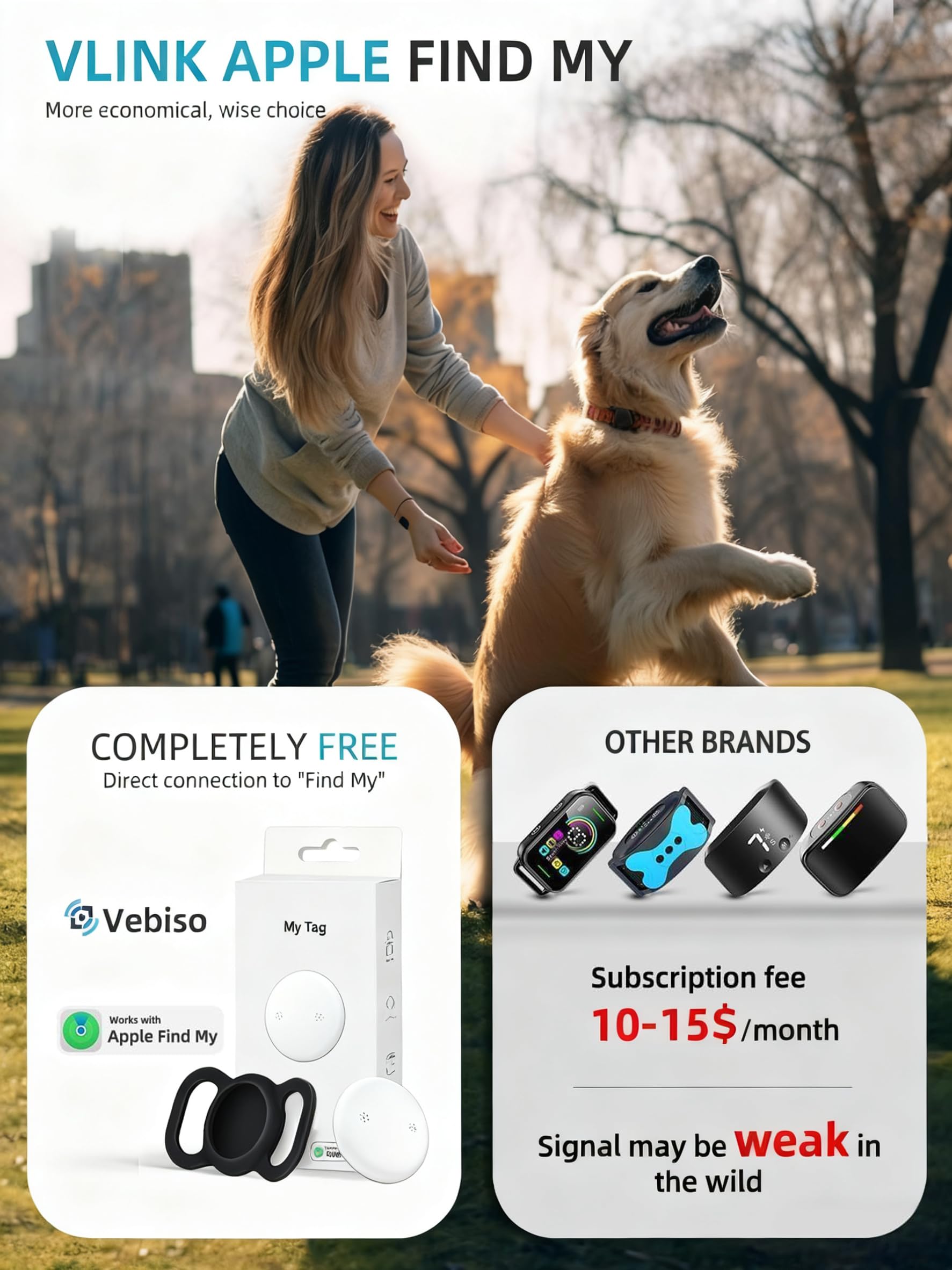 GPS Tracker for Dogs (1 Pack), Mini GPS Cat Tracker, Smart Pet Activity Tracker (iOS Only), No Monthly Fee, Compatible with Apple Find My, Anti-Lost, Finder Tag for Vehicles/Pets/Kids/Items - image 5