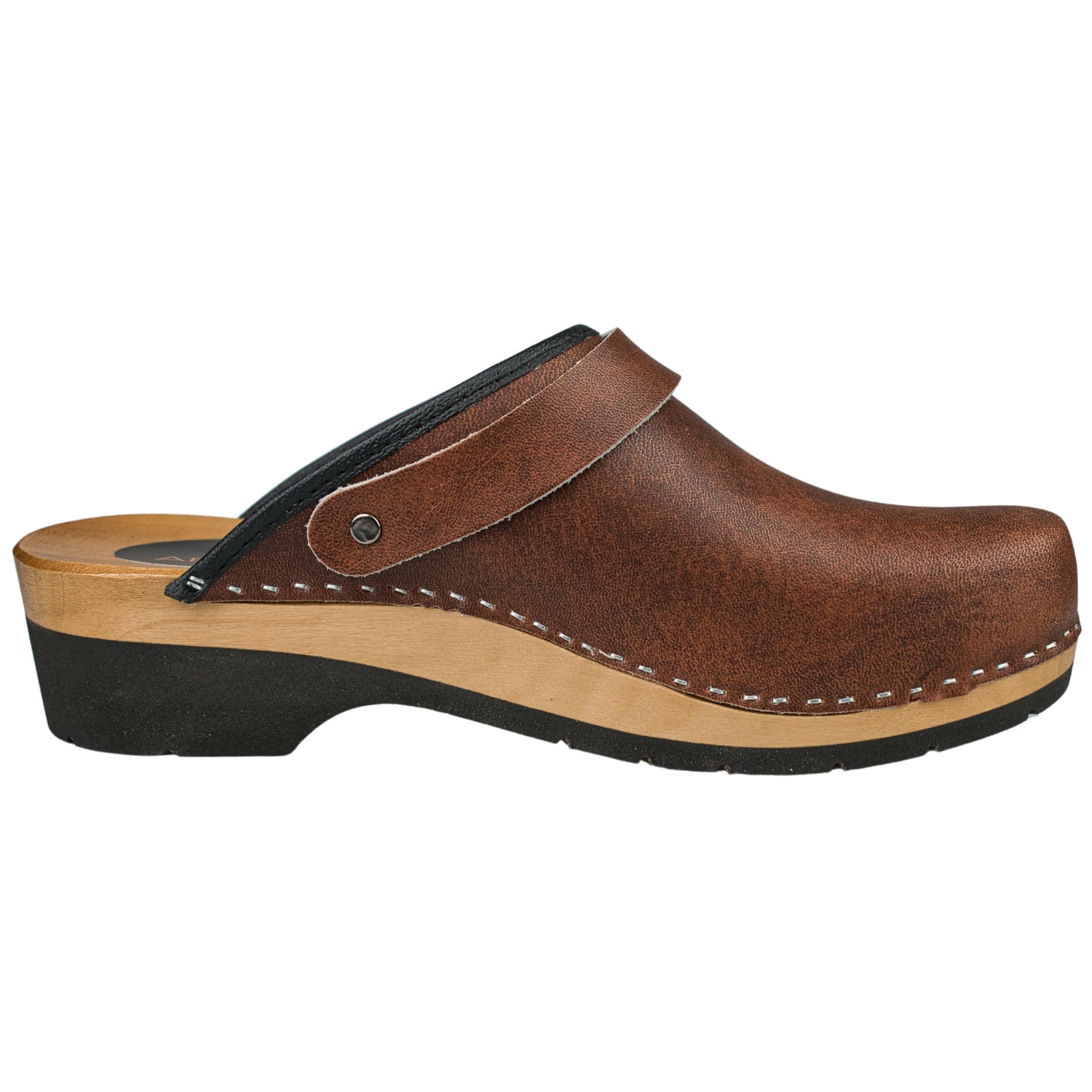 APREGGIO Zoccoli in Legno da Uomo – Scarpe in Legno in Pelle – Pratici Zoccoli da Giardino – Clogs ergonomici in Pelle da Uomo