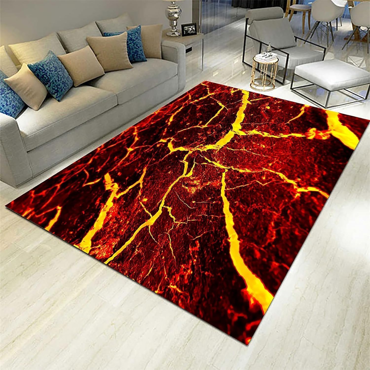 Tapis à poils courts lavable 150x210 anti-glisse spécial grand salon
