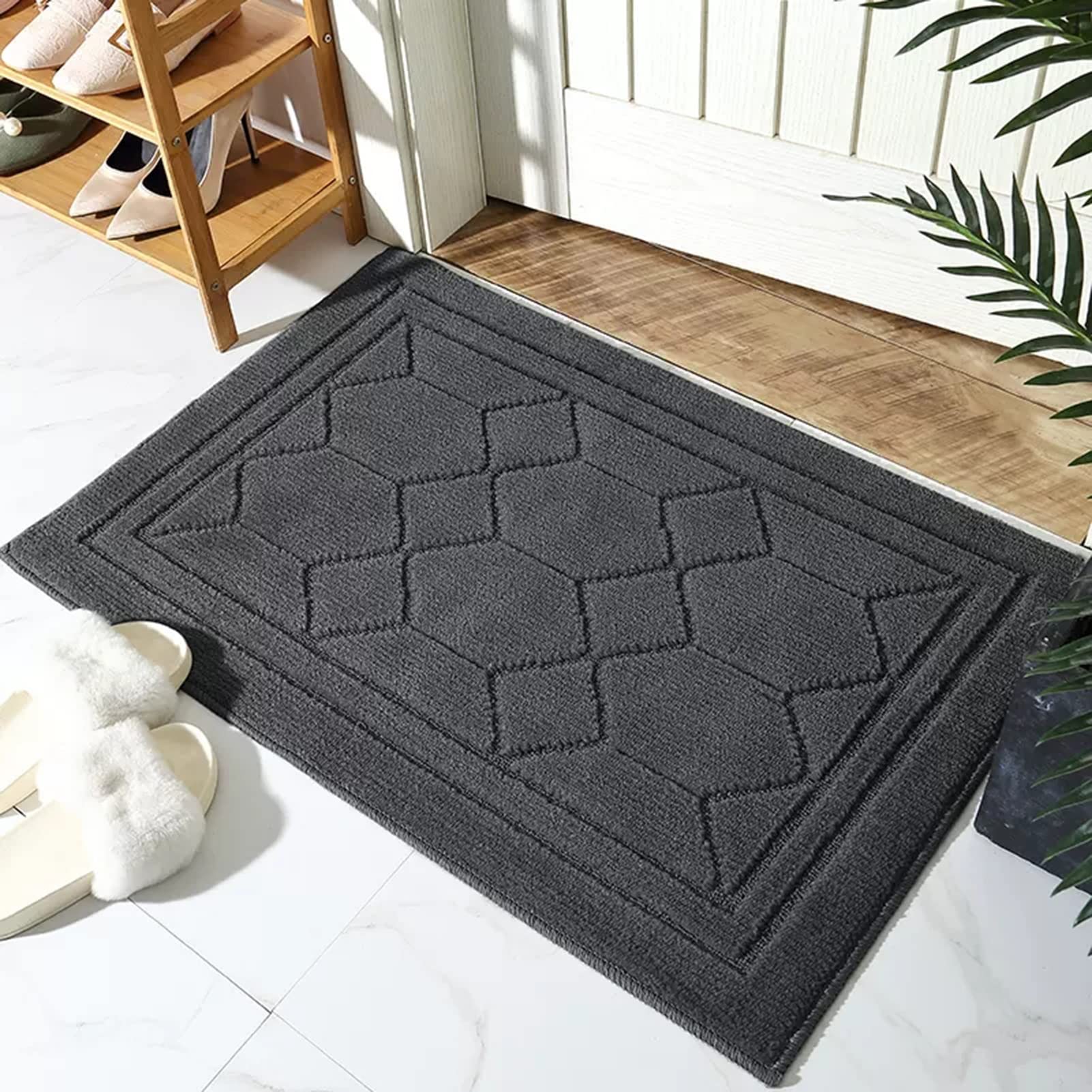Tapis de passage et de porte d'entrée grand paillasson gris